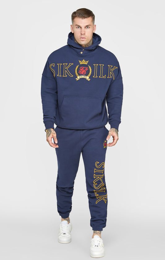 Navy Oversized Embroidery Hoodie