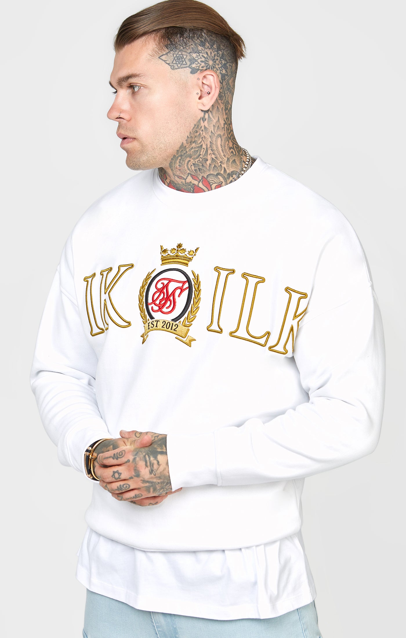 Load image into Gallery viewer, White Crest Embroidery Sweatshirt