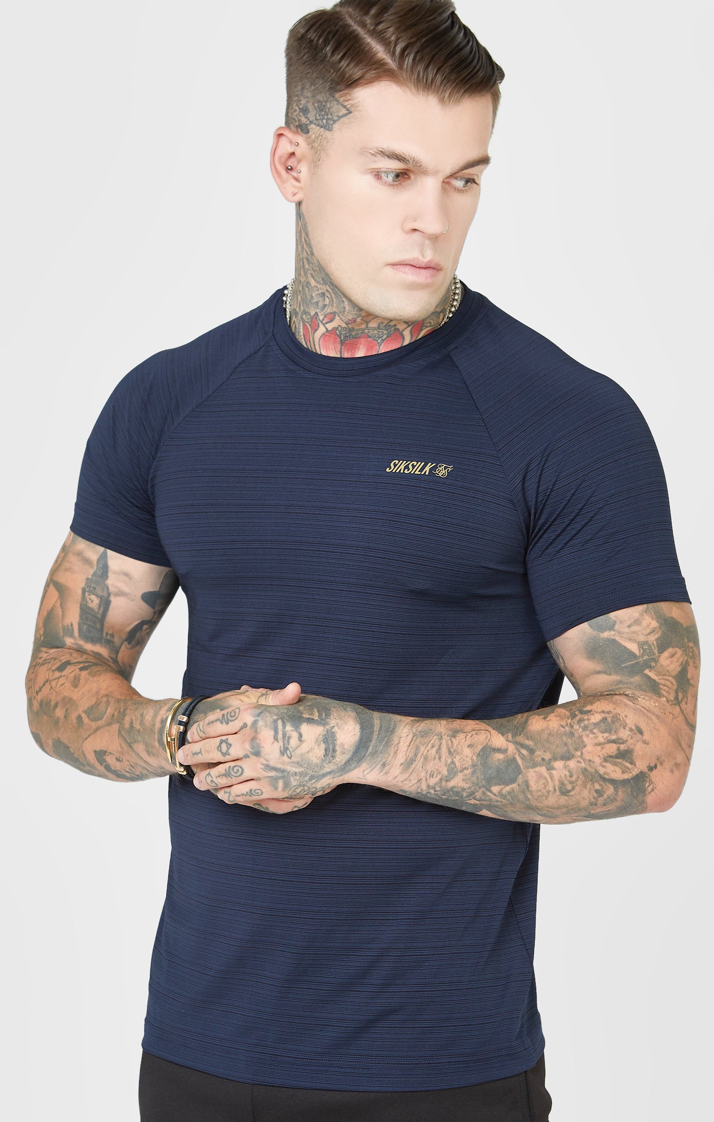 Load image into Gallery viewer, Navy Sports Textured Look T-Shirt