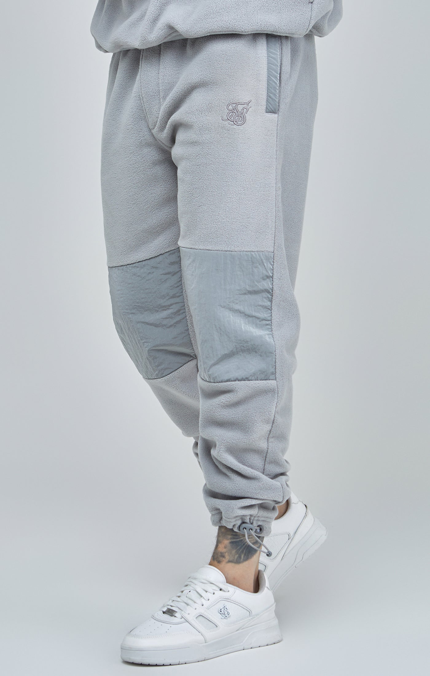Load image into Gallery viewer, Grey Polar Fleece Panelled Cuffed Jogger