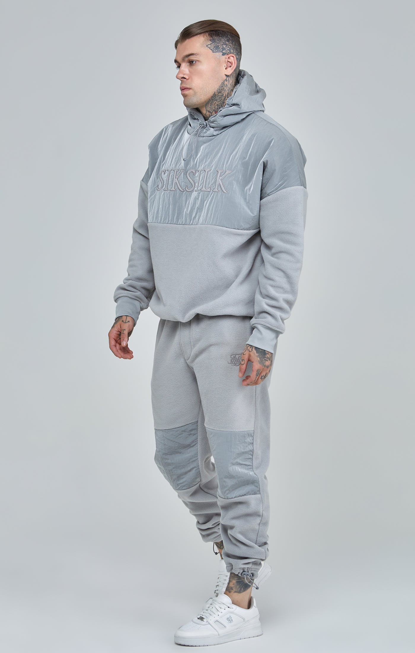Load image into Gallery viewer, Grey Polar Fleece Panelled Cuffed Jogger (1)