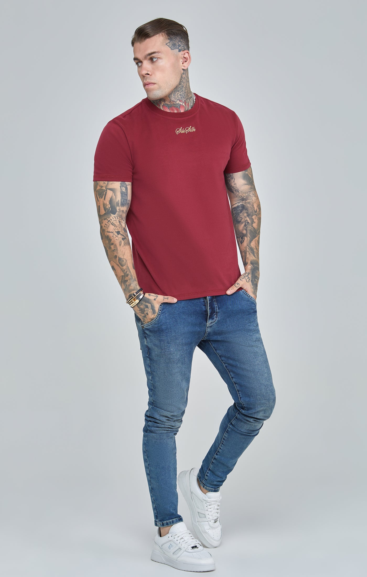 Load image into Gallery viewer, Burgundy Script Logo Oversized T-Shirt (1)