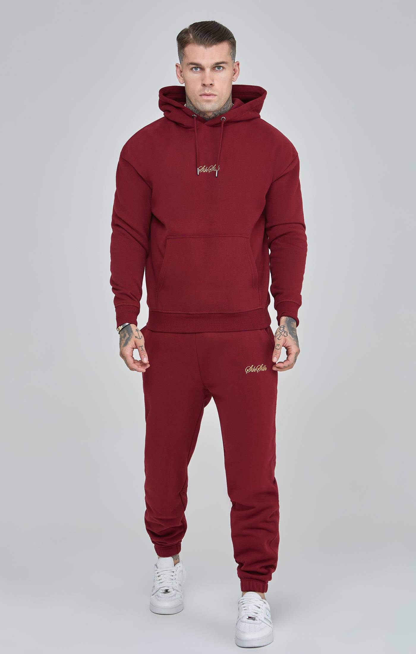 Load image into Gallery viewer, Burgundy Script Logo Relaxed Fit Hoodie (3)