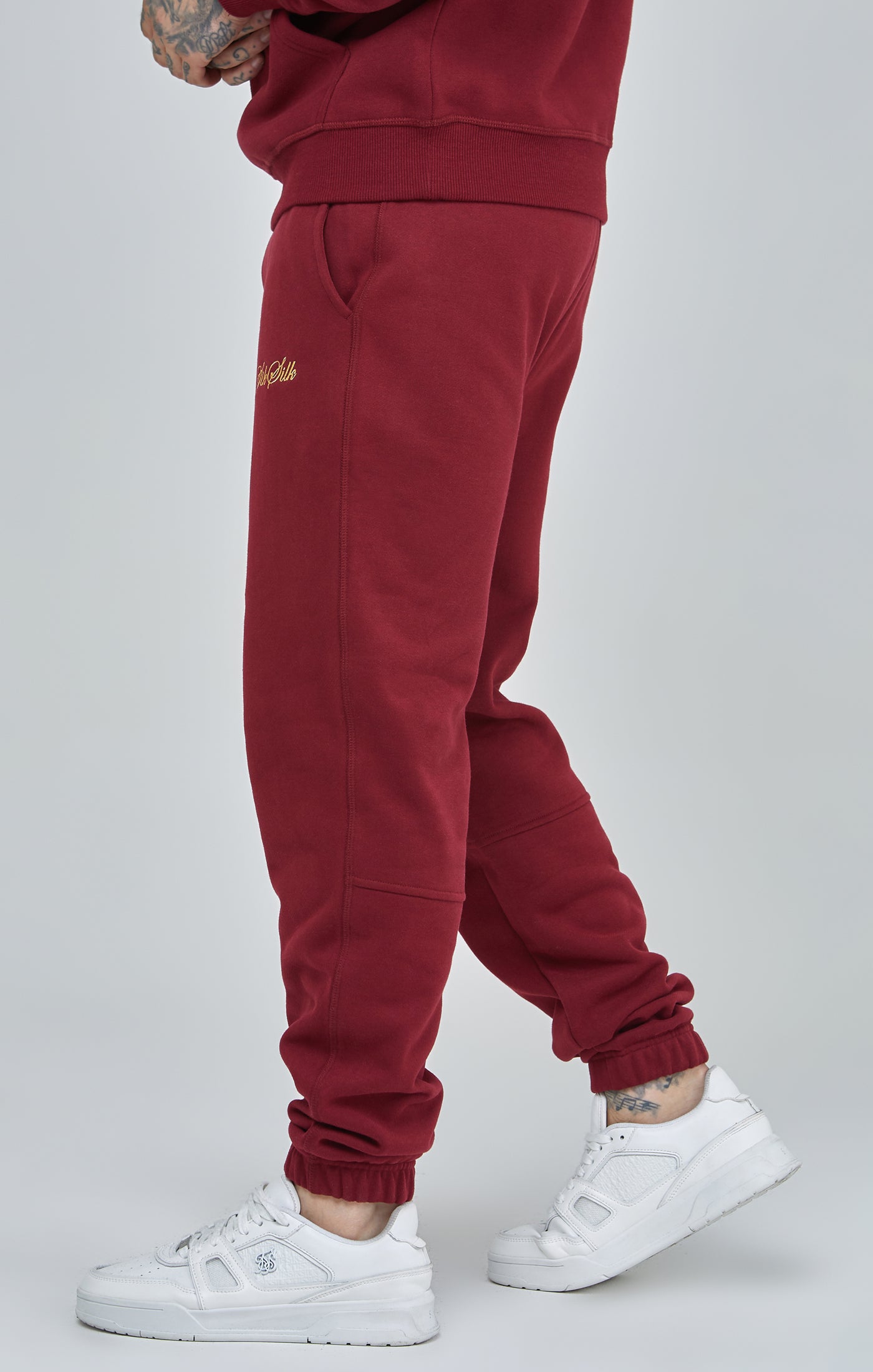 Load image into Gallery viewer, Burgundy Script Logo Relaxed Fit Joggers (2)
