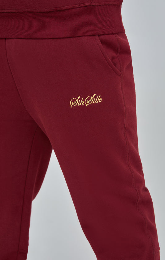 Burgundy Script Logo Relaxed Fit Joggers