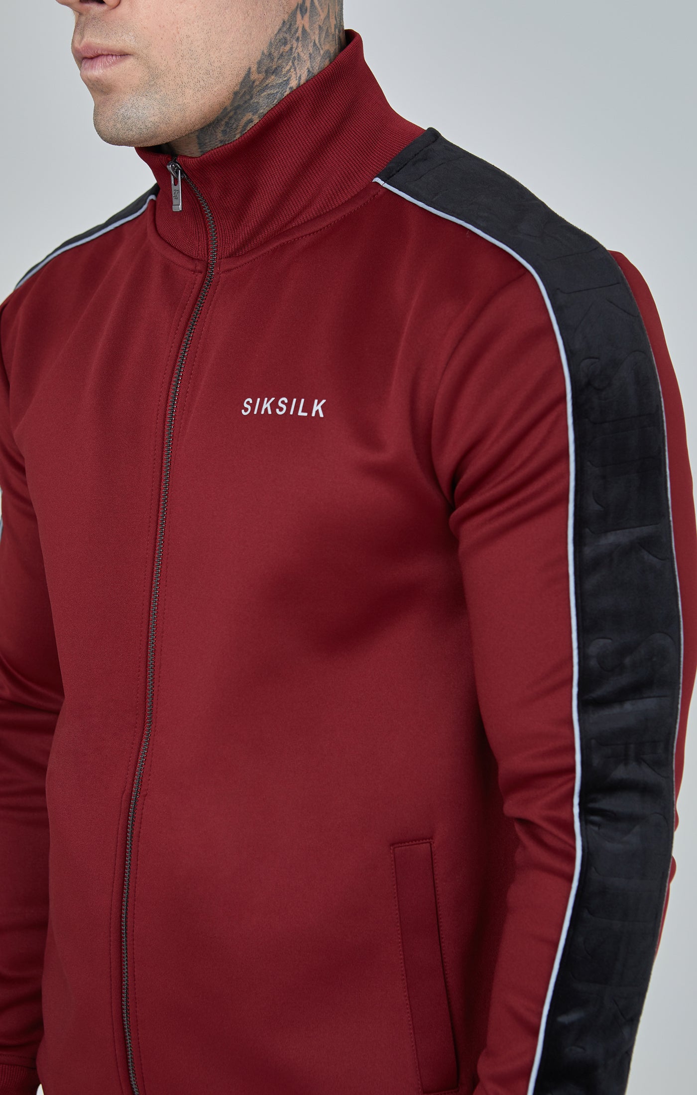 Load image into Gallery viewer, Burgundy Velour Panelled Track Top (2)