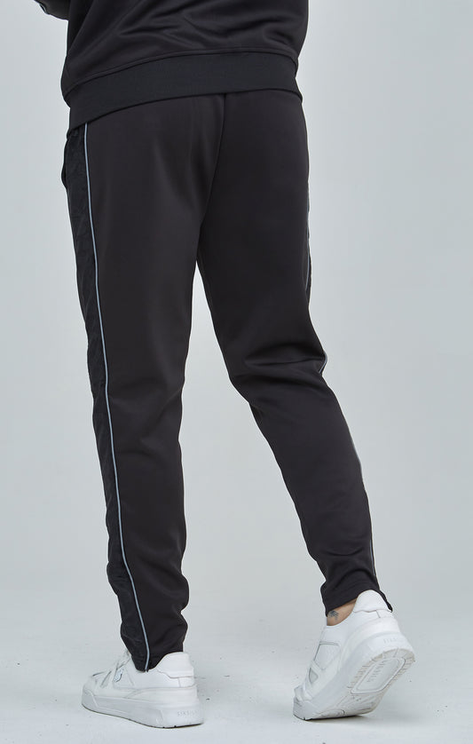 Black Velour Panelled Track Pants