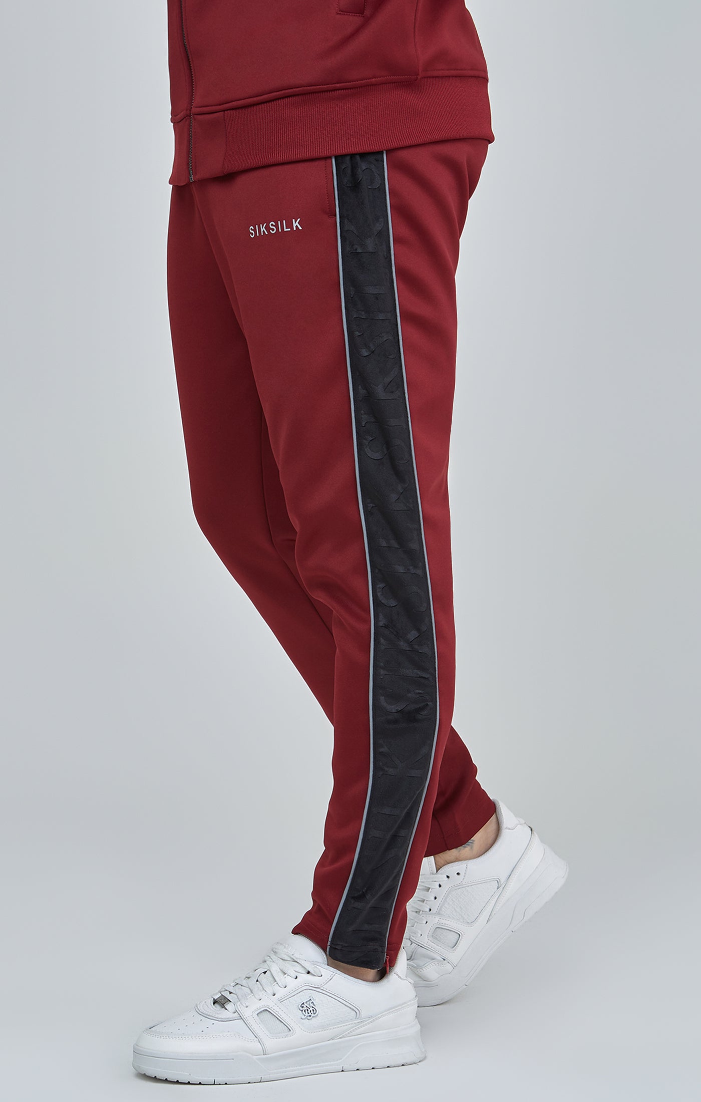 Load image into Gallery viewer, Burgundy Velour Panelled Track Pants