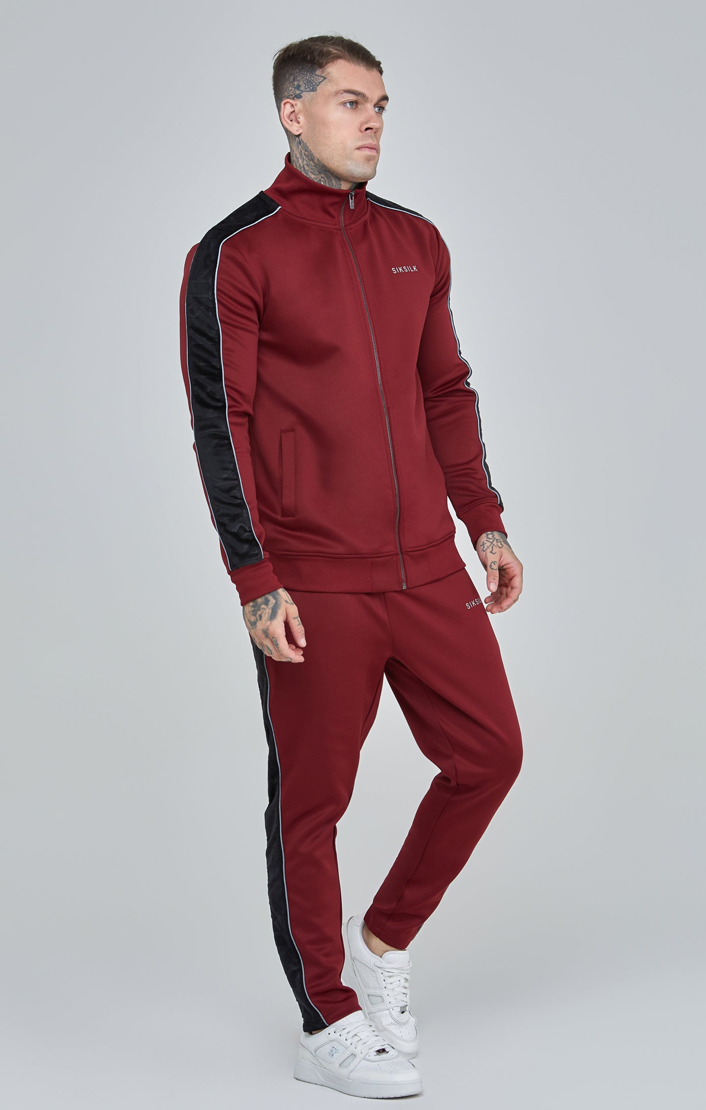 Load image into Gallery viewer, Burgundy Velour Panelled Track Pants (1)