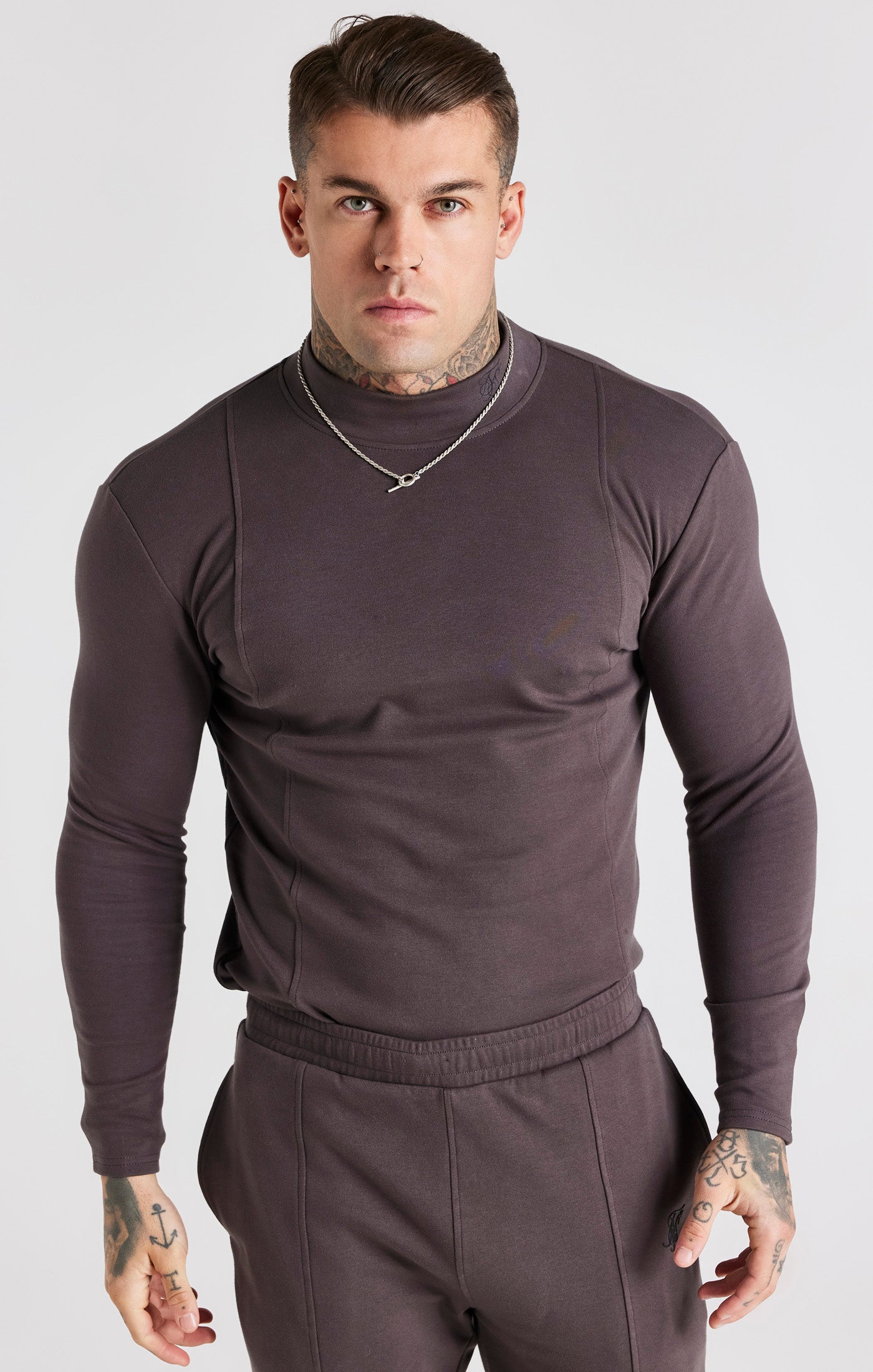 Load image into Gallery viewer, Grey Turtle Neck Long Sleeve T-Shirt