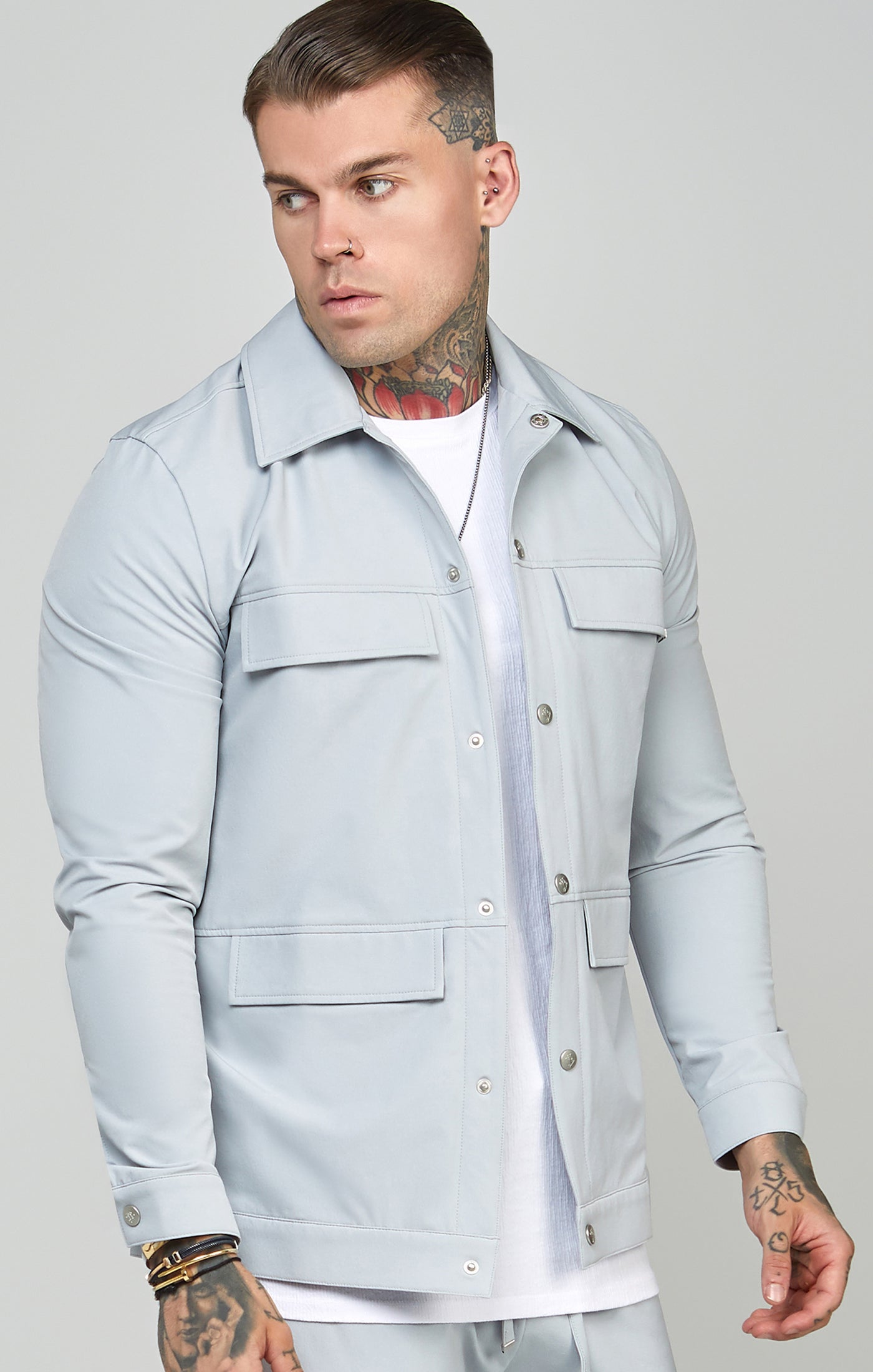 Load image into Gallery viewer, Grey Utility Overshirt