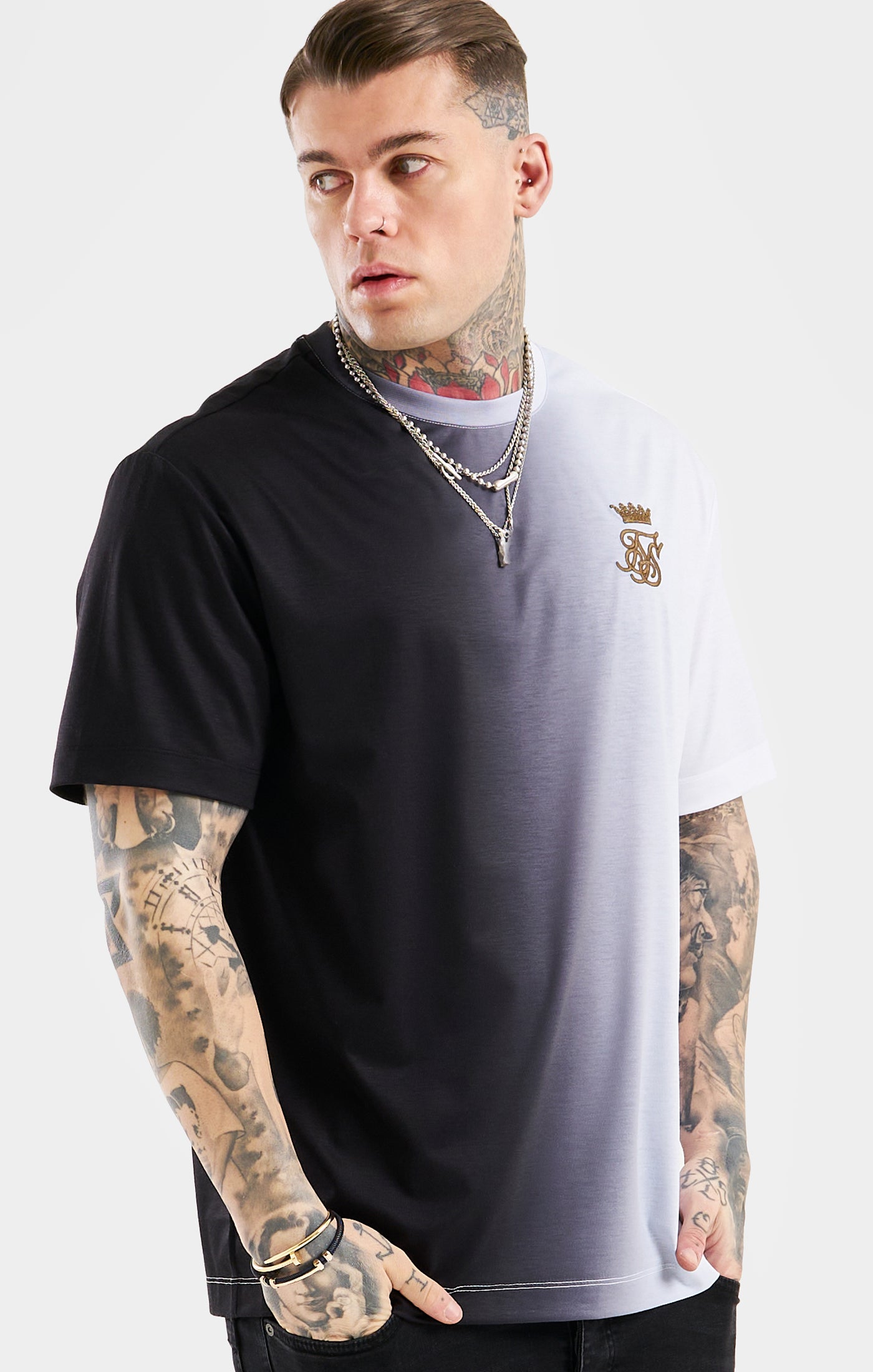 Load image into Gallery viewer, Messi x SikSilk Oversized Fade Tee - Black &amp; White