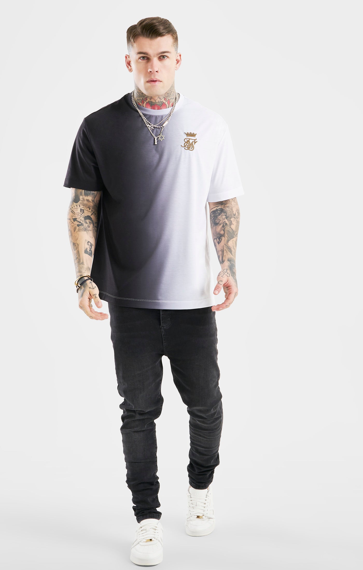 Load image into Gallery viewer, Messi x SikSilk Oversized Fade Tee - Black &amp; White (2)