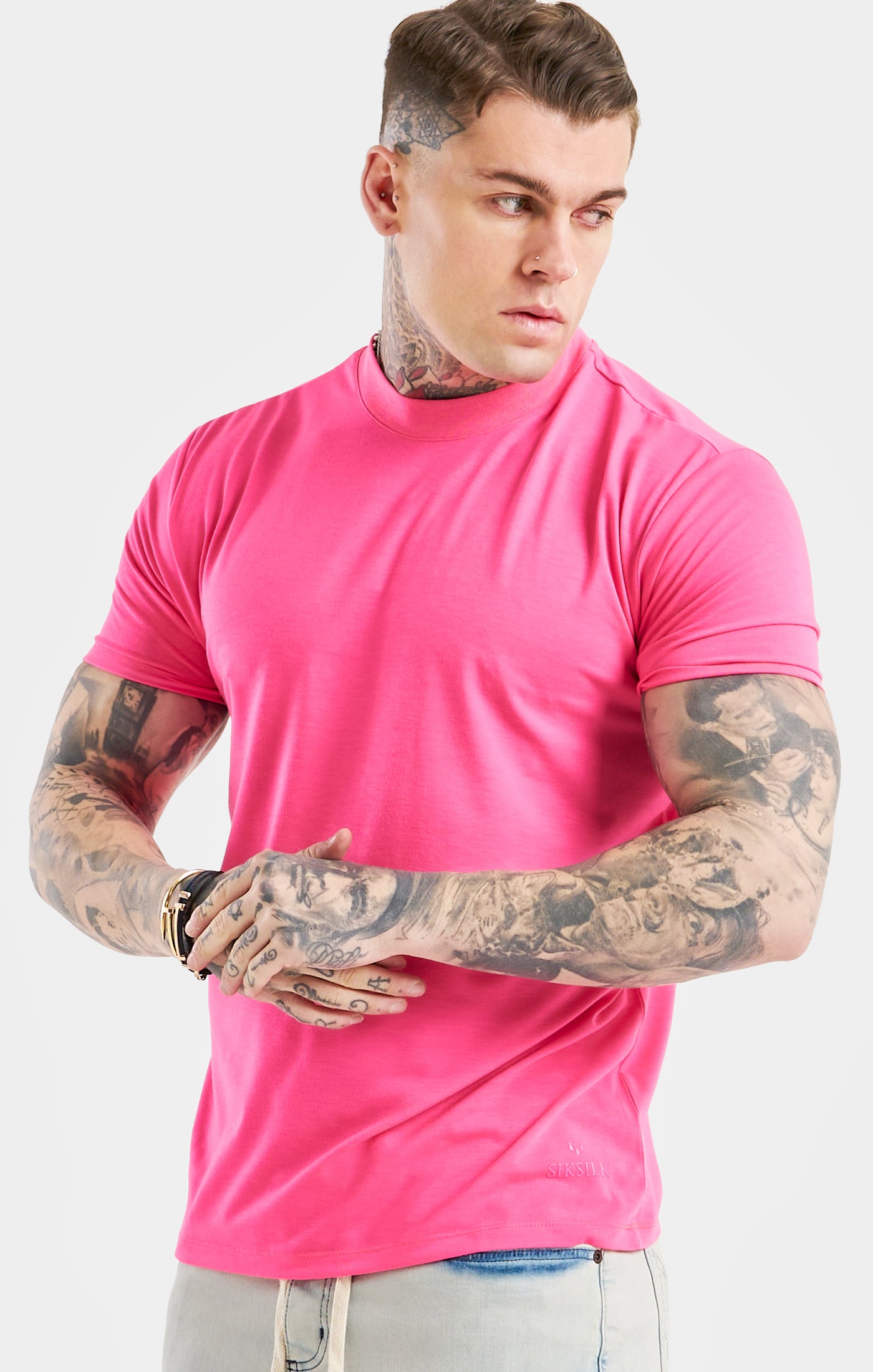 Load image into Gallery viewer, Messi x SikSilk Pink High Neck T-Shirt
