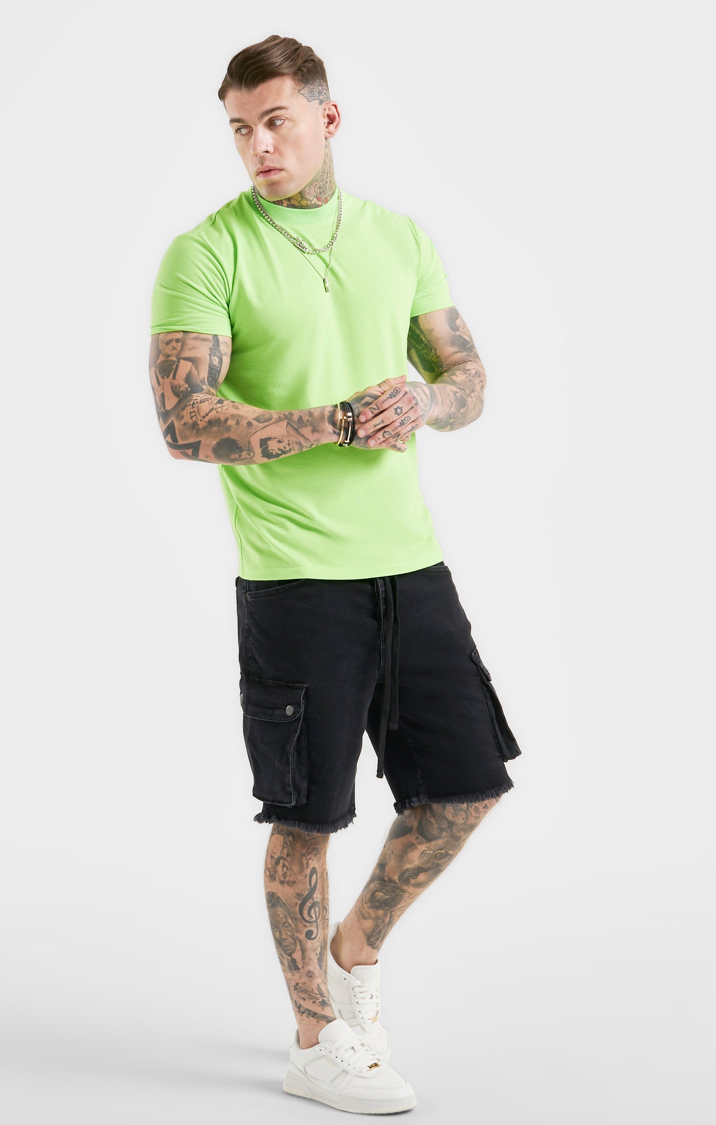 Load image into Gallery viewer, Messi x SikSilk Green High Neck T-Shirt (4)