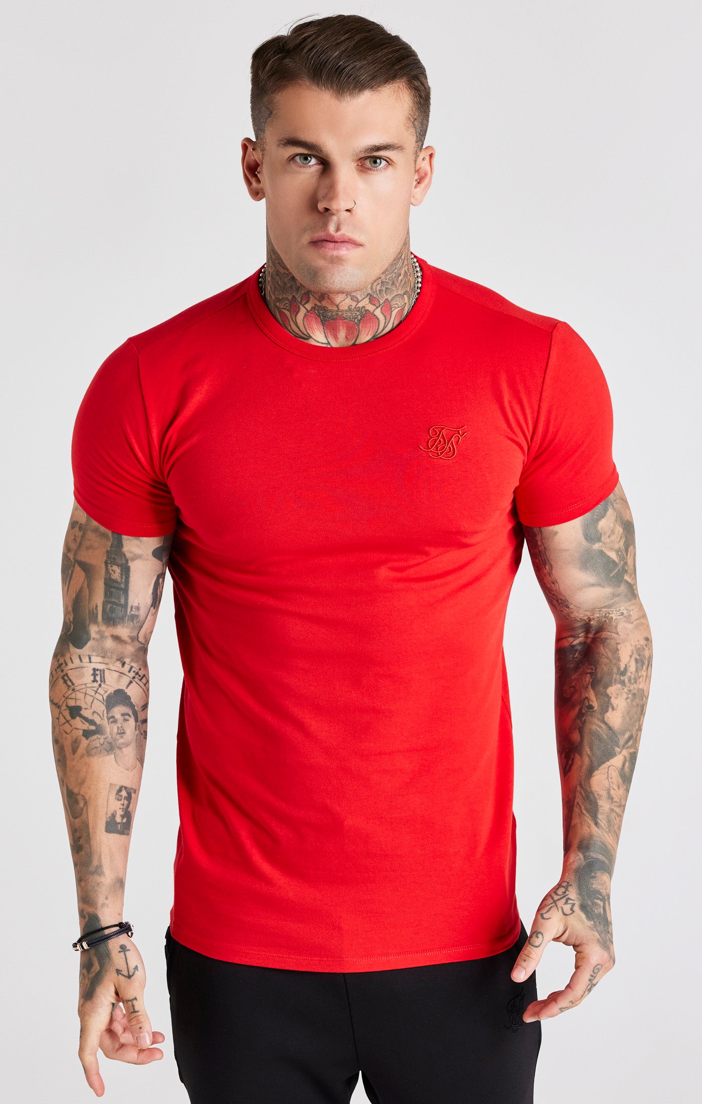 Load image into Gallery viewer, Red Short Sleeve Muscle Fit T-Shirt