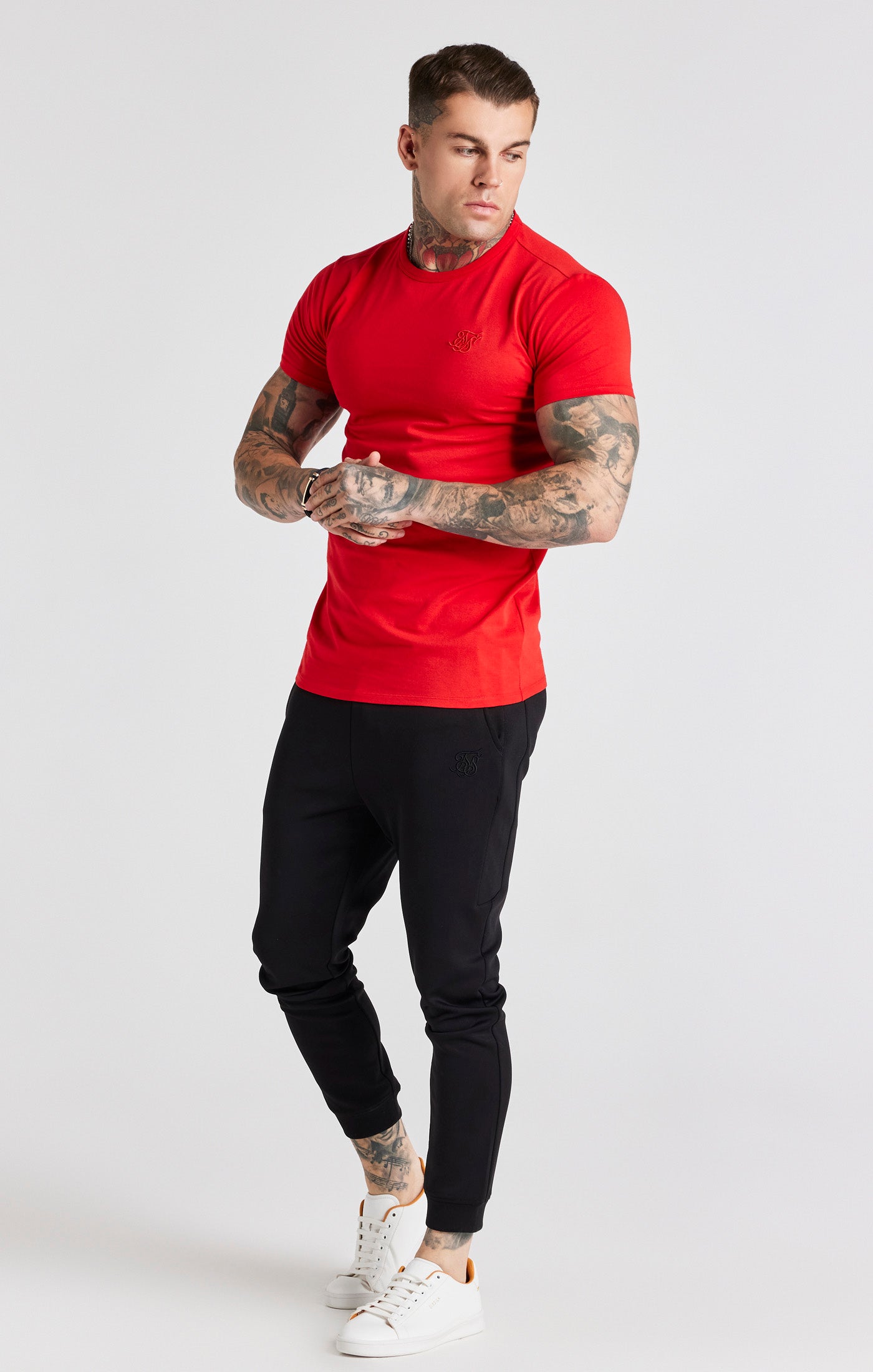 Load image into Gallery viewer, Red Short Sleeve Muscle Fit T-Shirt (2)