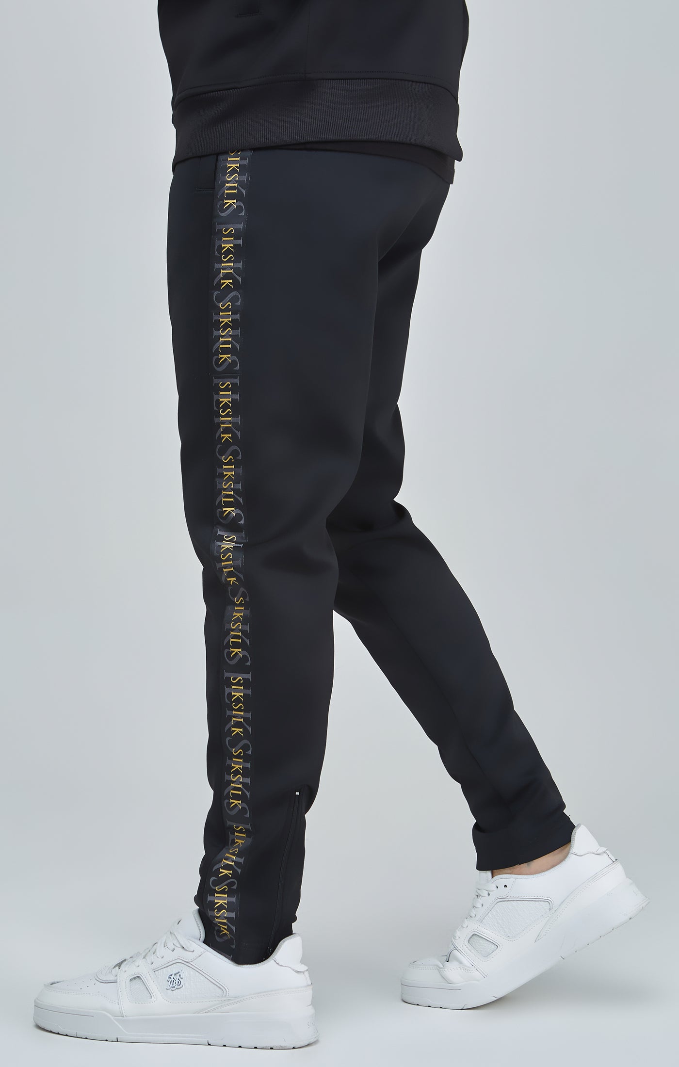 Load image into Gallery viewer, Black Gold Tape Track Pants (2)