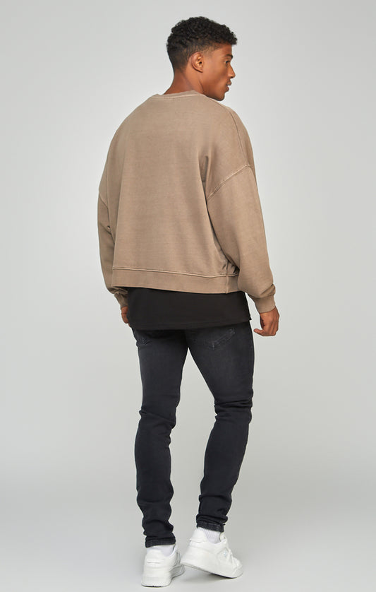Brown Garment Dyed Boxy Fit Sweatshirt