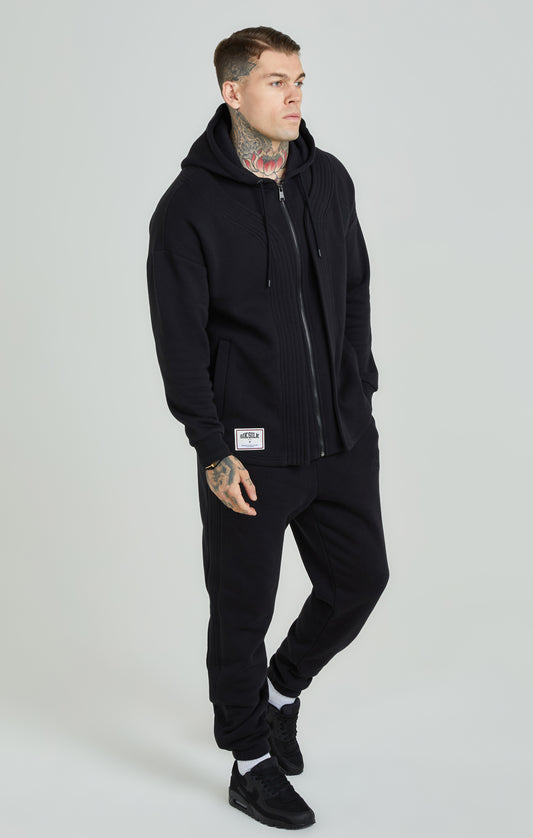 Black Panelled Relaxed Fit Joggers