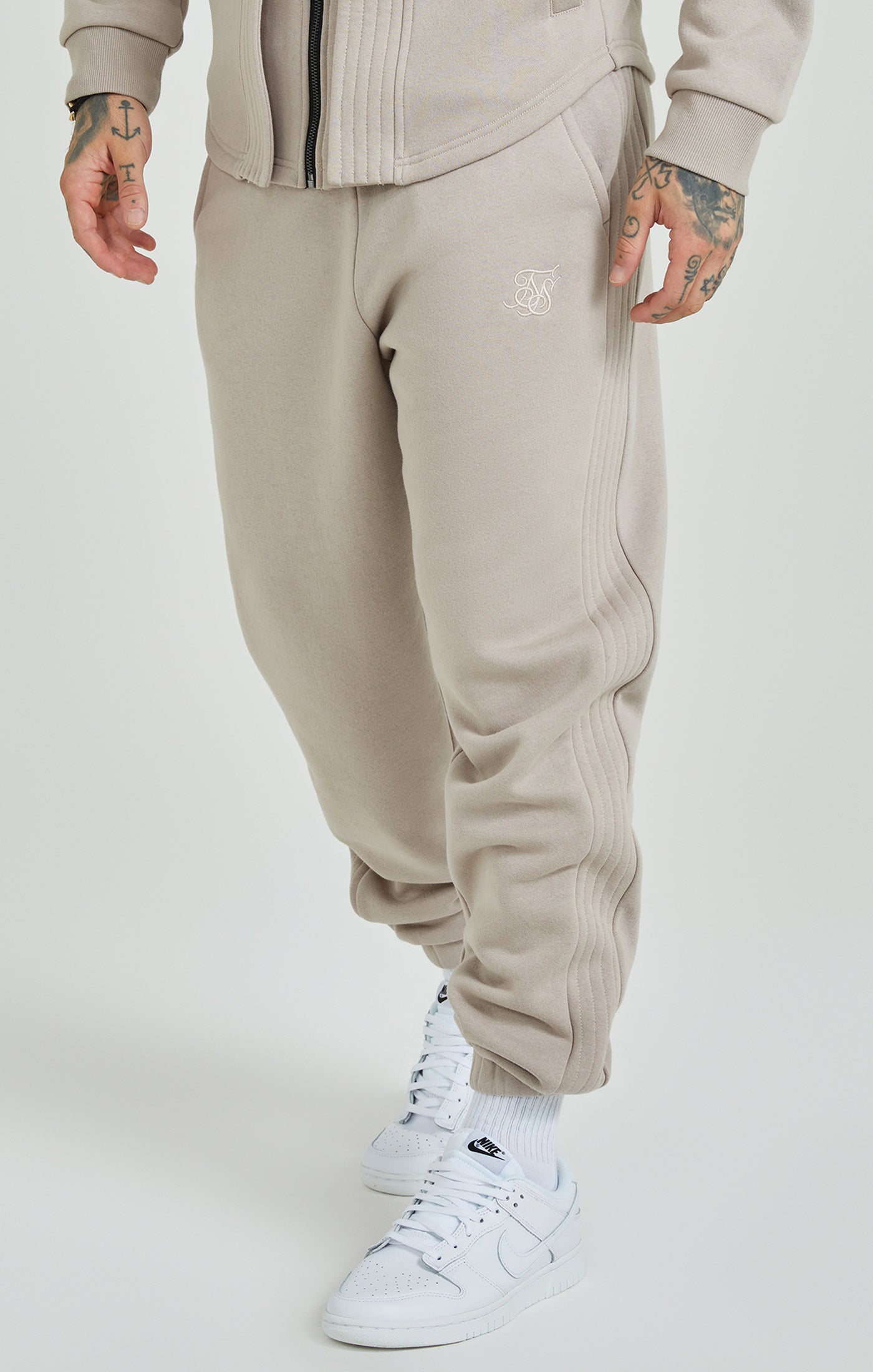 Load image into Gallery viewer, Beige Panelled Relaxed Fit Joggers