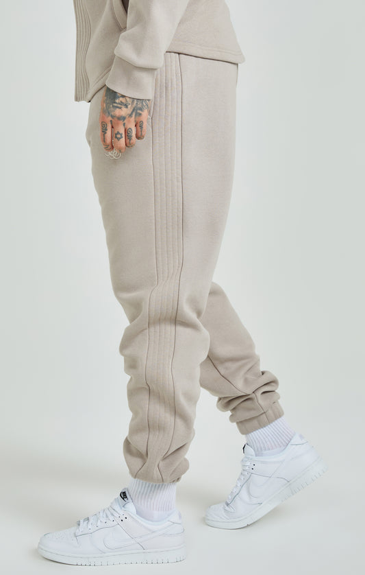 Beige Panelled Relaxed Fit Joggers