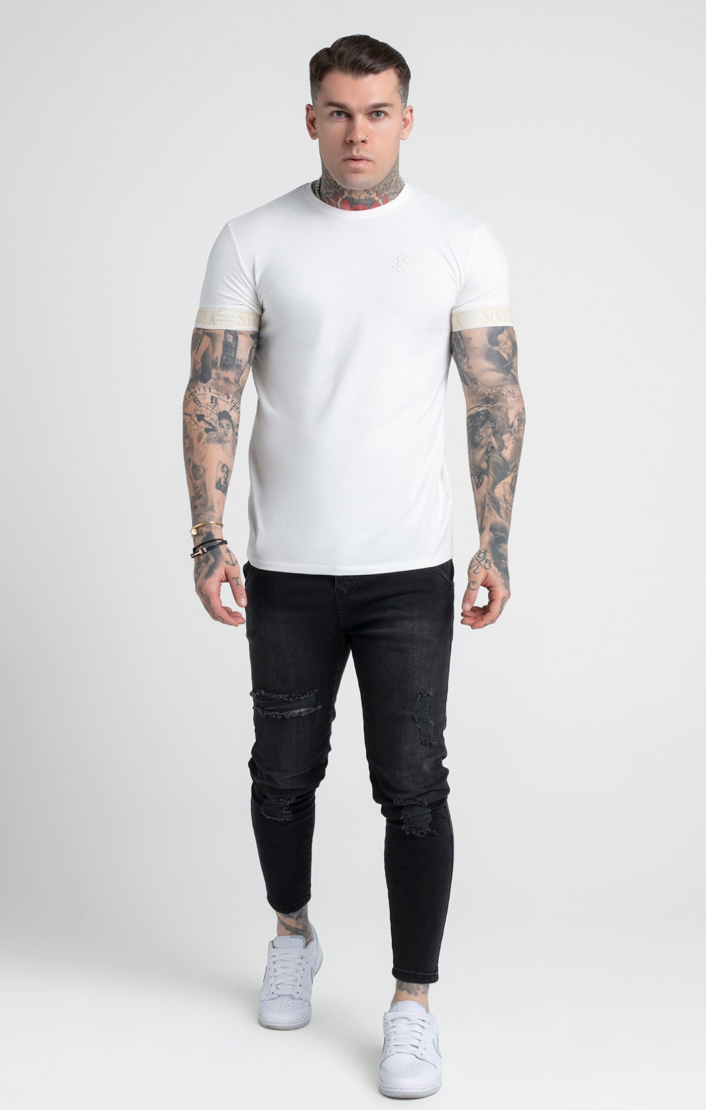 Load image into Gallery viewer, Ecru Elastic Cuff T-Shirt (3)
