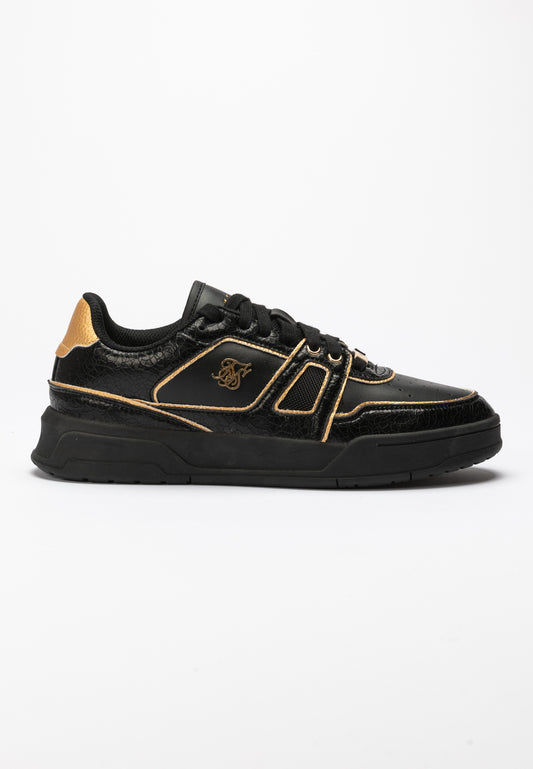 Black And Gold Trimmed Low Top Court Trainer