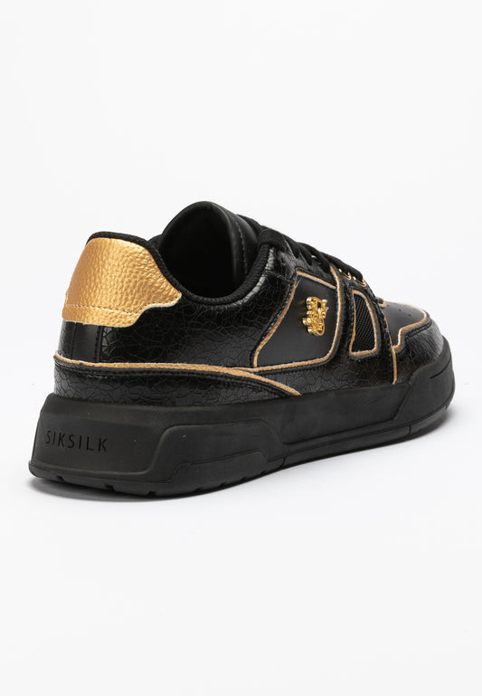 Black And Gold Trimmed Low Top Court Trainer