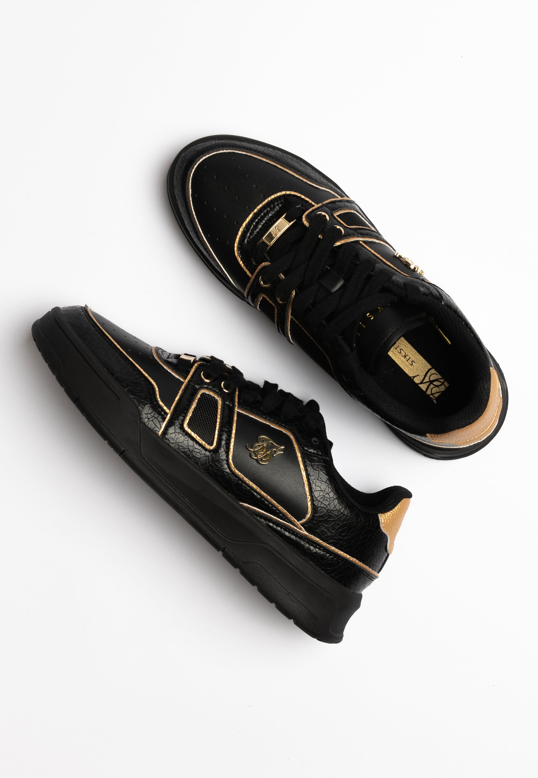 Load image into Gallery viewer, Black And Gold Trimmed Low Top Court Trainer (7)