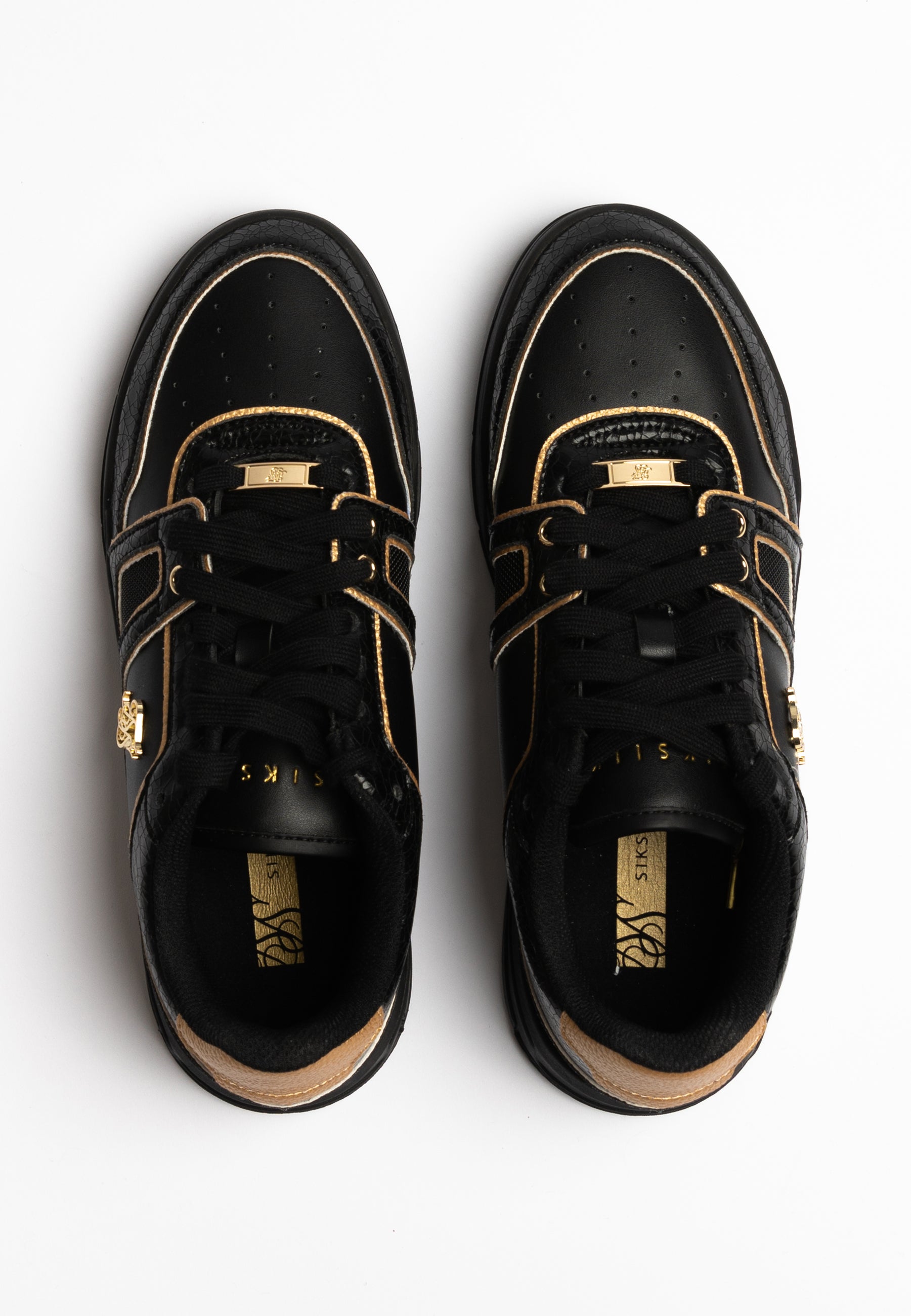 Load image into Gallery viewer, Black And Gold Trimmed Low Top Court Trainer (8)
