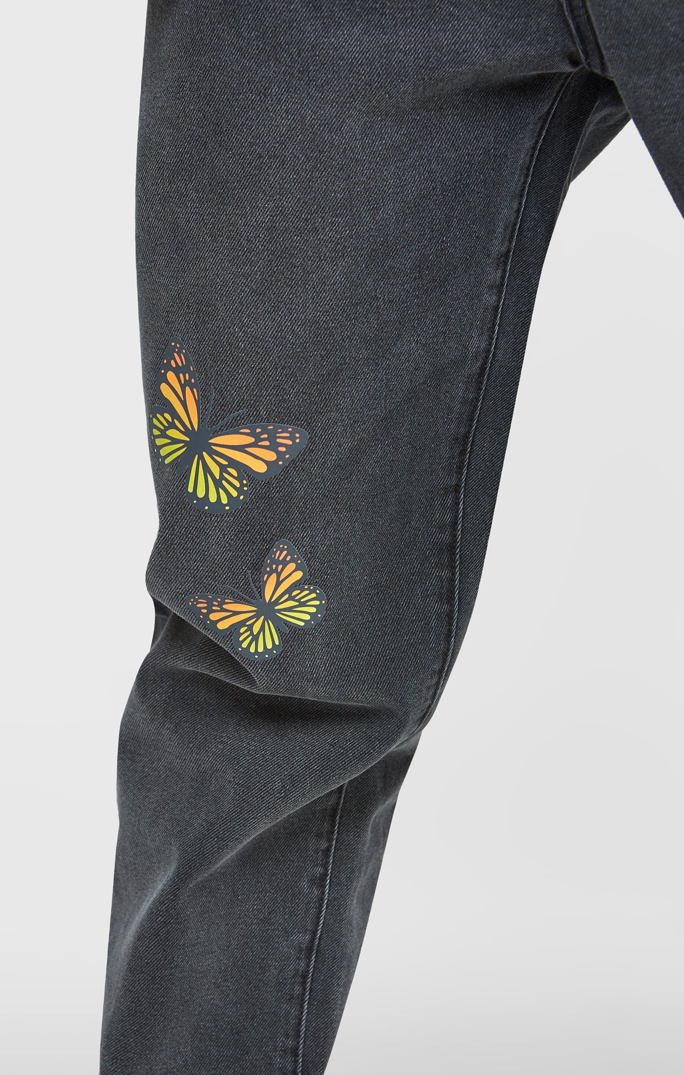 Load image into Gallery viewer, Black Butterfly Straight Fit Denim (5)