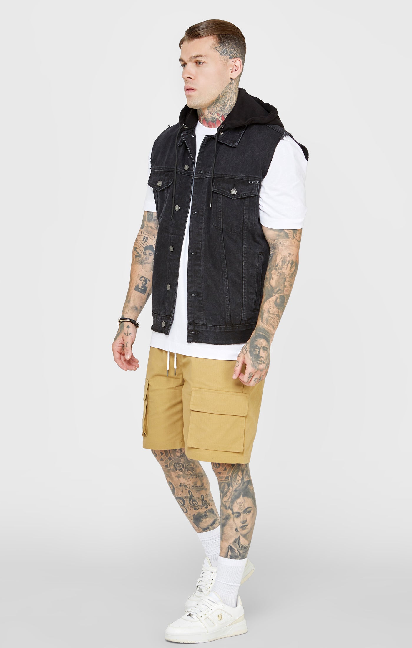Load image into Gallery viewer, Black Hooded Gilet (2)