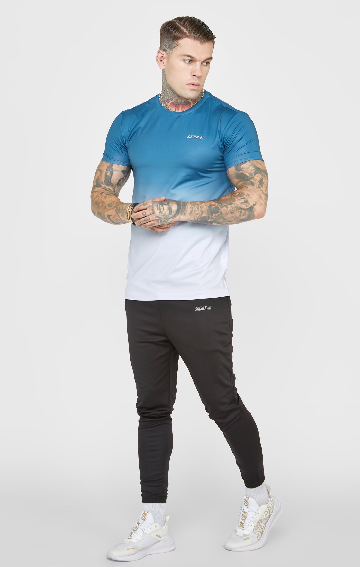 Load image into Gallery viewer, Teal Sports Fade Muscle Fit T-Shirt (2)