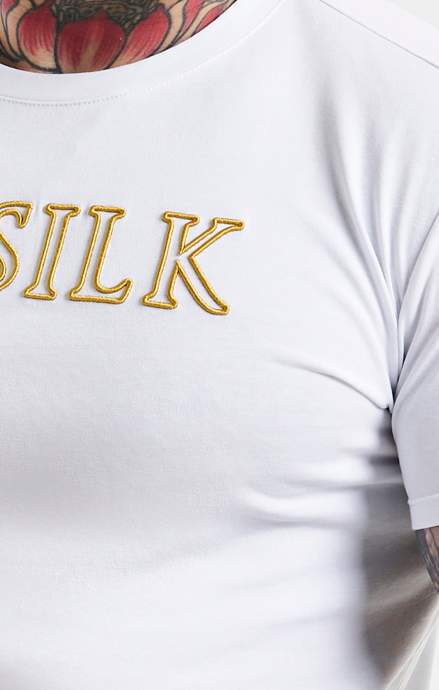 Load image into Gallery viewer, White SikSilk Logo Muscle Fit T-Shirt (1)