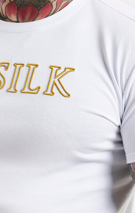 White SikSilk Logo Muscle Fit T-Shirt