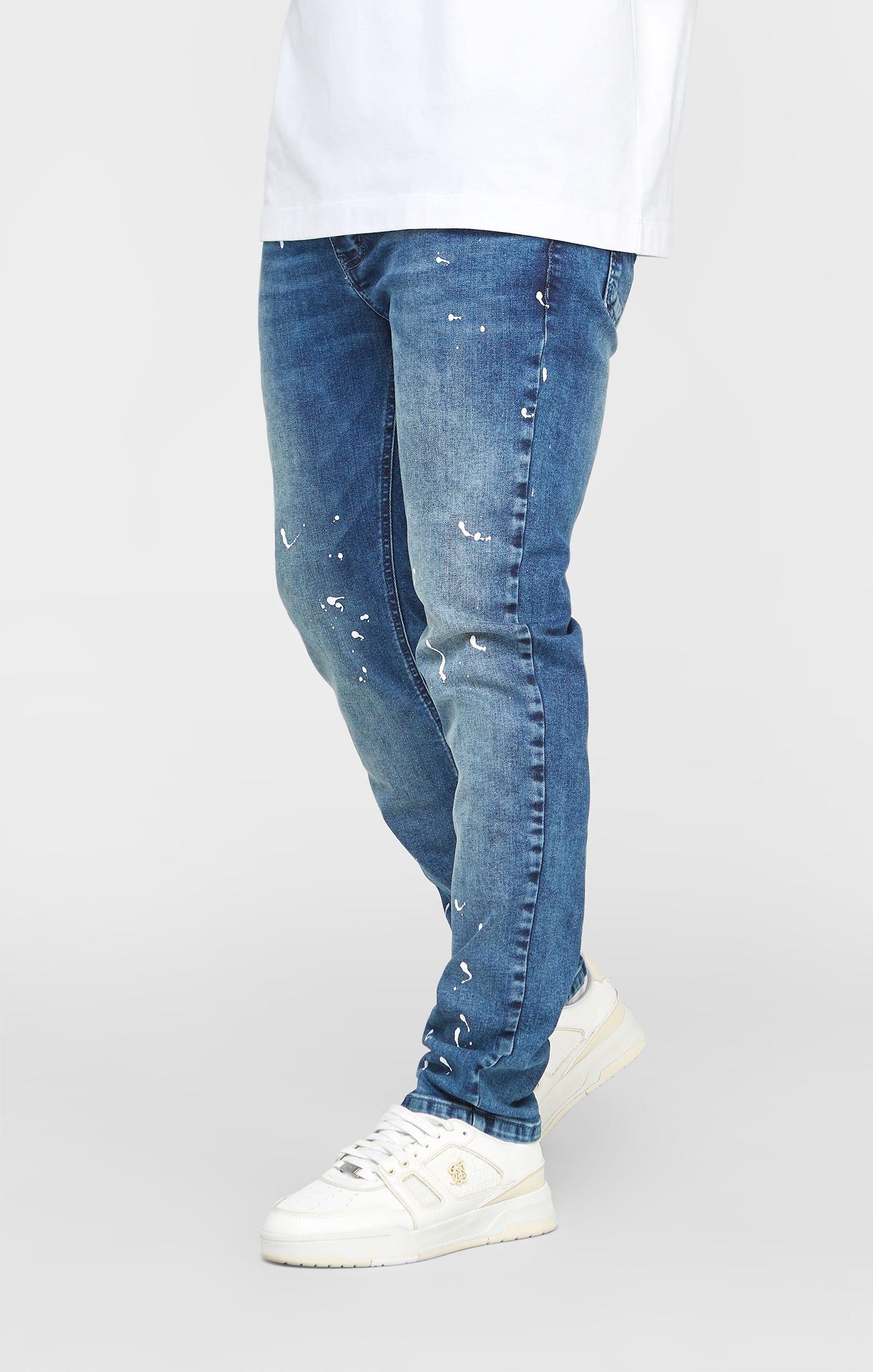 Load image into Gallery viewer, Blue Bleached Slim Fit Denim