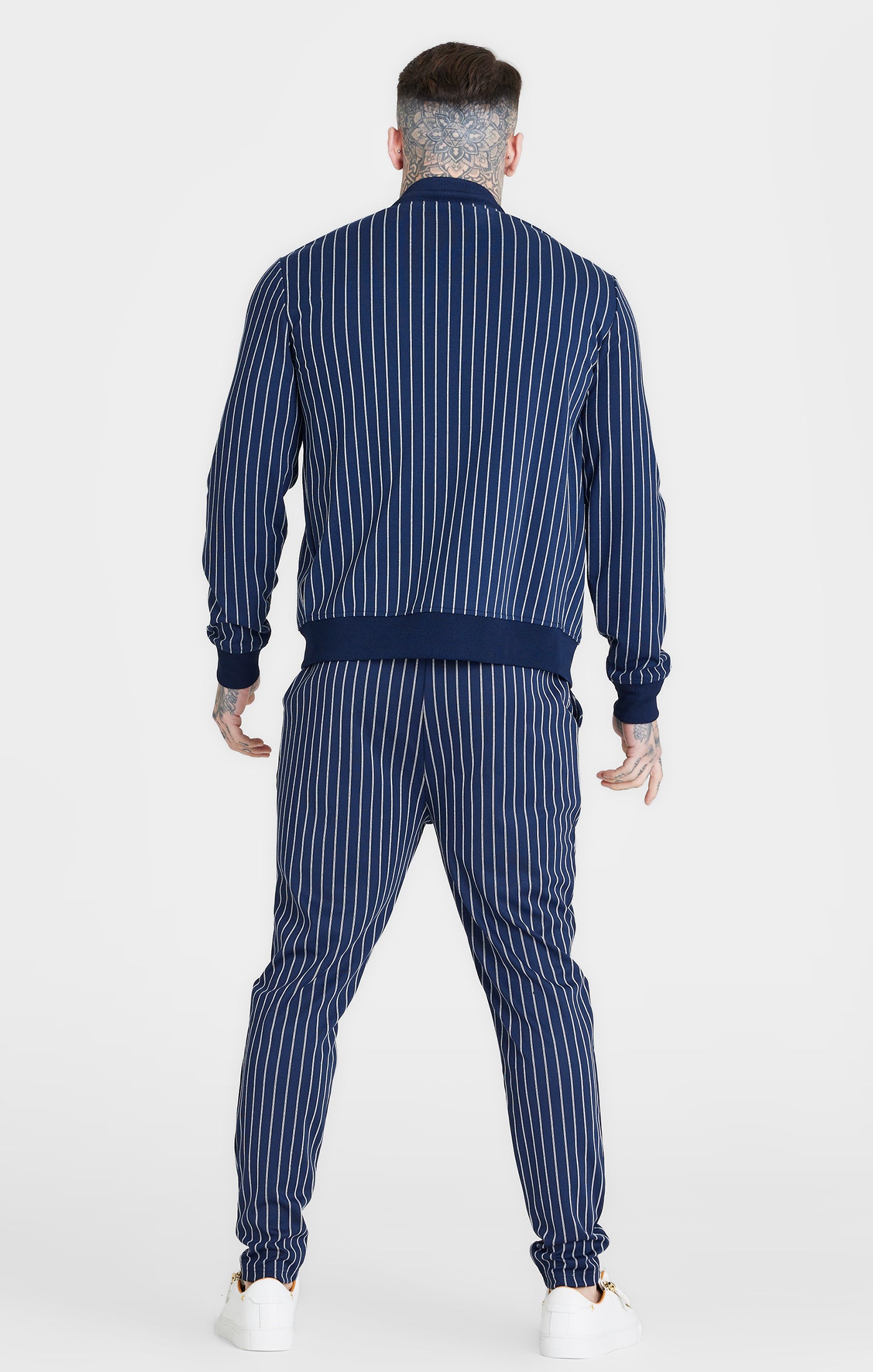 Load image into Gallery viewer, SikSilk Pinstripe Bomber - Navy (4)