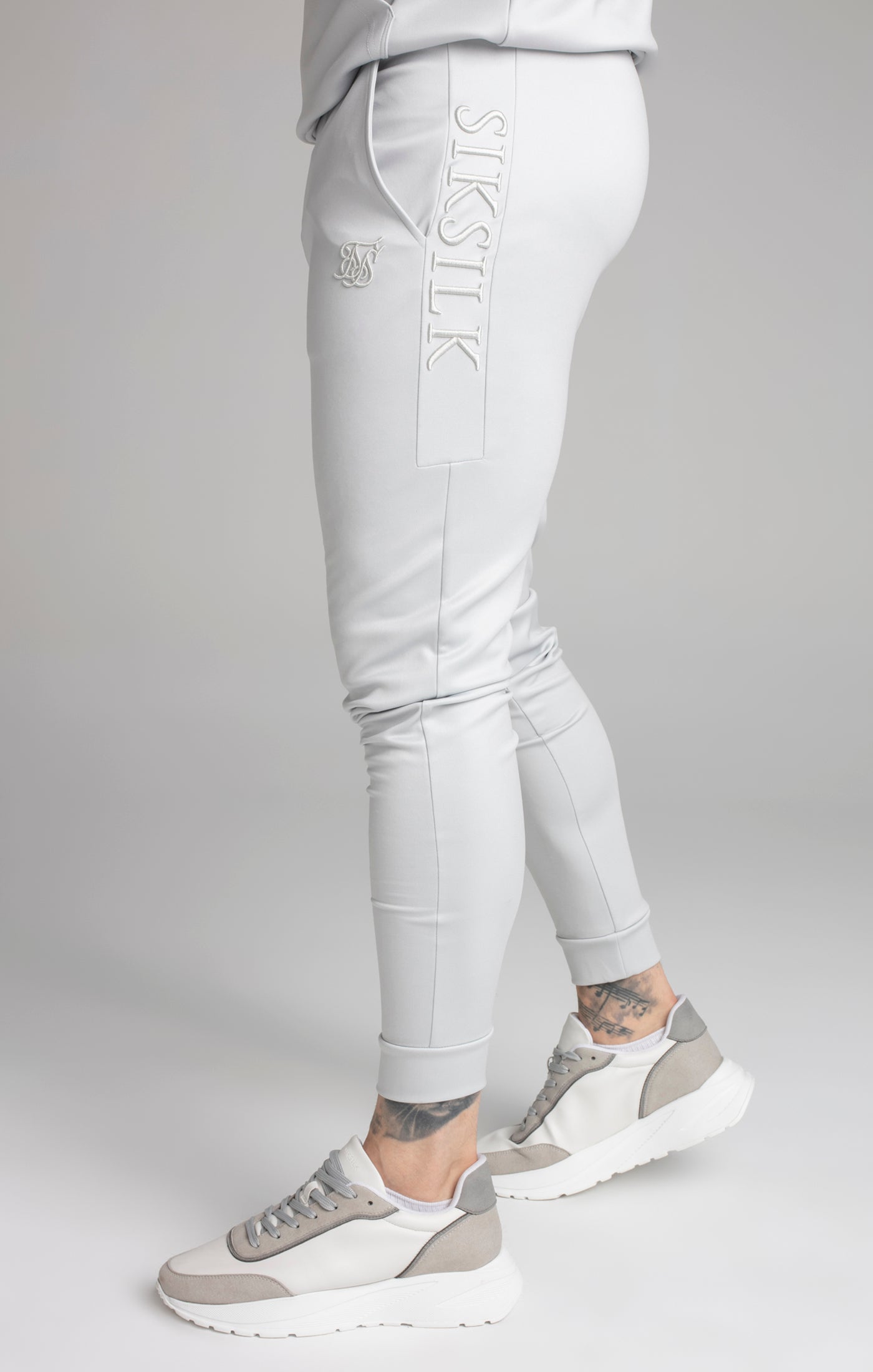 Load image into Gallery viewer, Grey Embroidered Panel Cuffed Pant (2)
