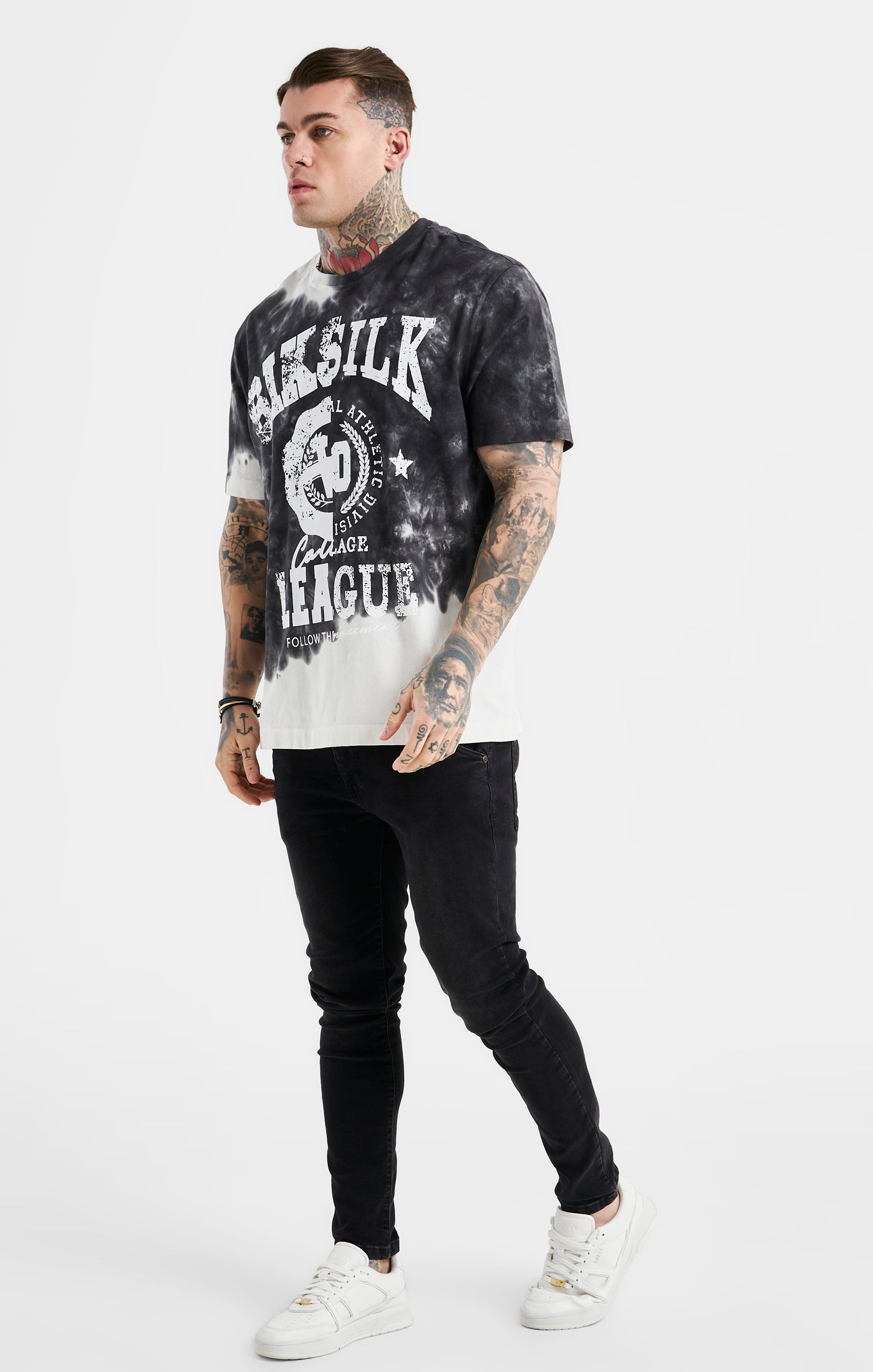 Load image into Gallery viewer, Black Varsity Print Oversized T-Shirt (2)