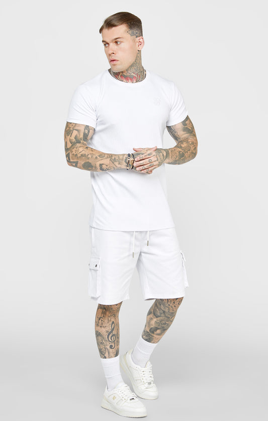White Rib Knit T-Shirt