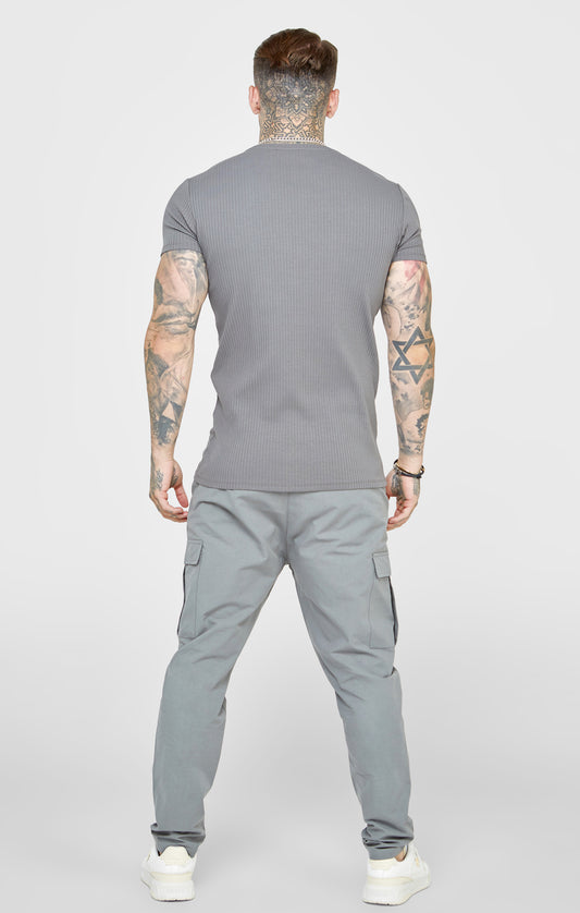 Grey Rib Knit T-Shirt