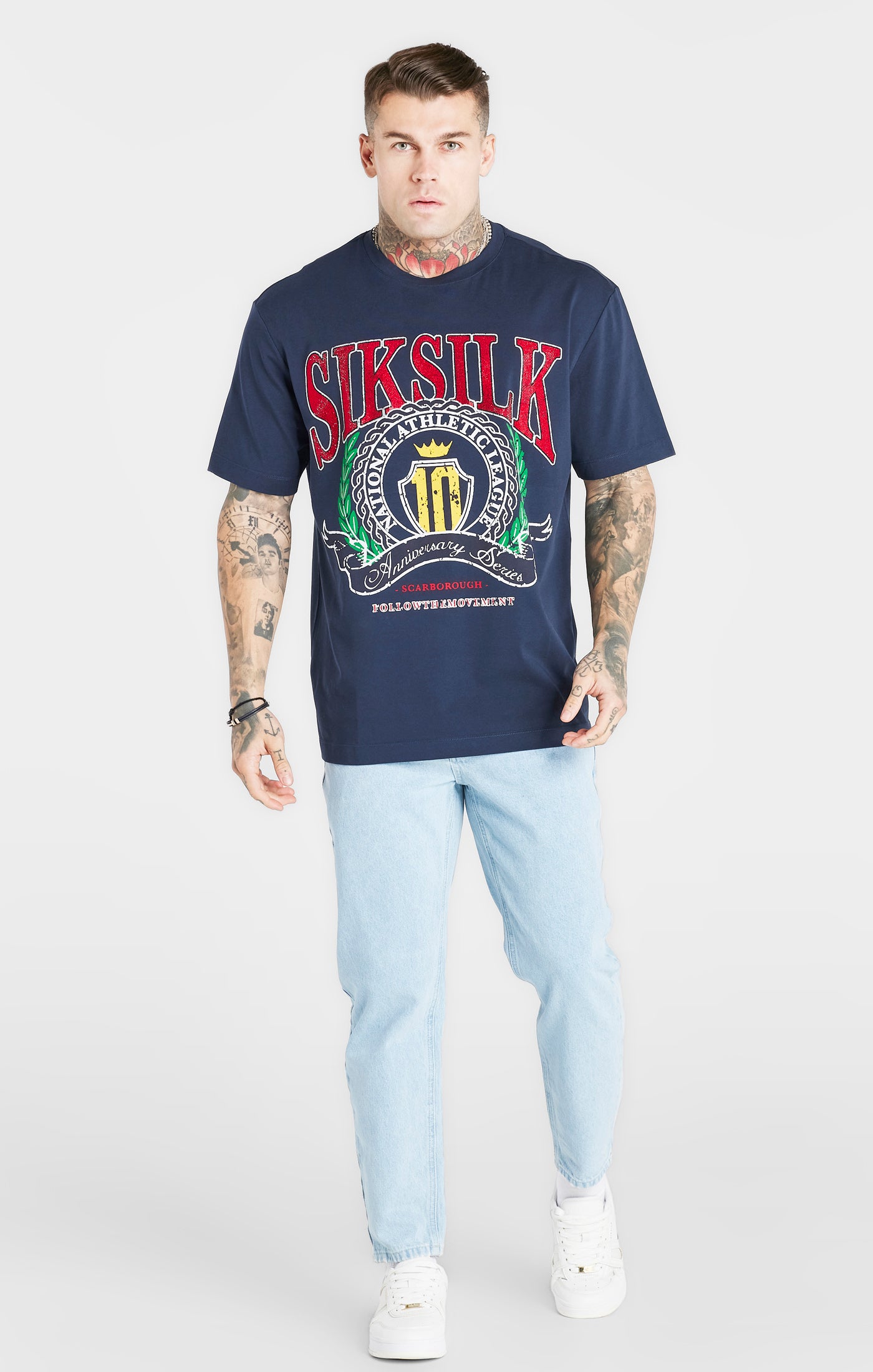 Load image into Gallery viewer, Navy Varsity Oversized T-Shirt (1)