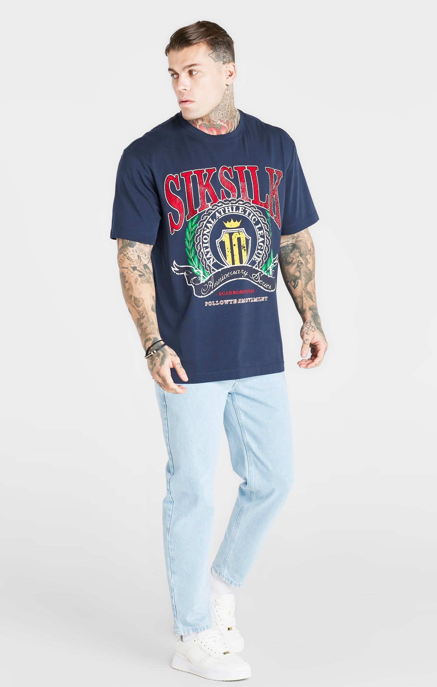 Load image into Gallery viewer, Navy Varsity Oversized T-Shirt (3)