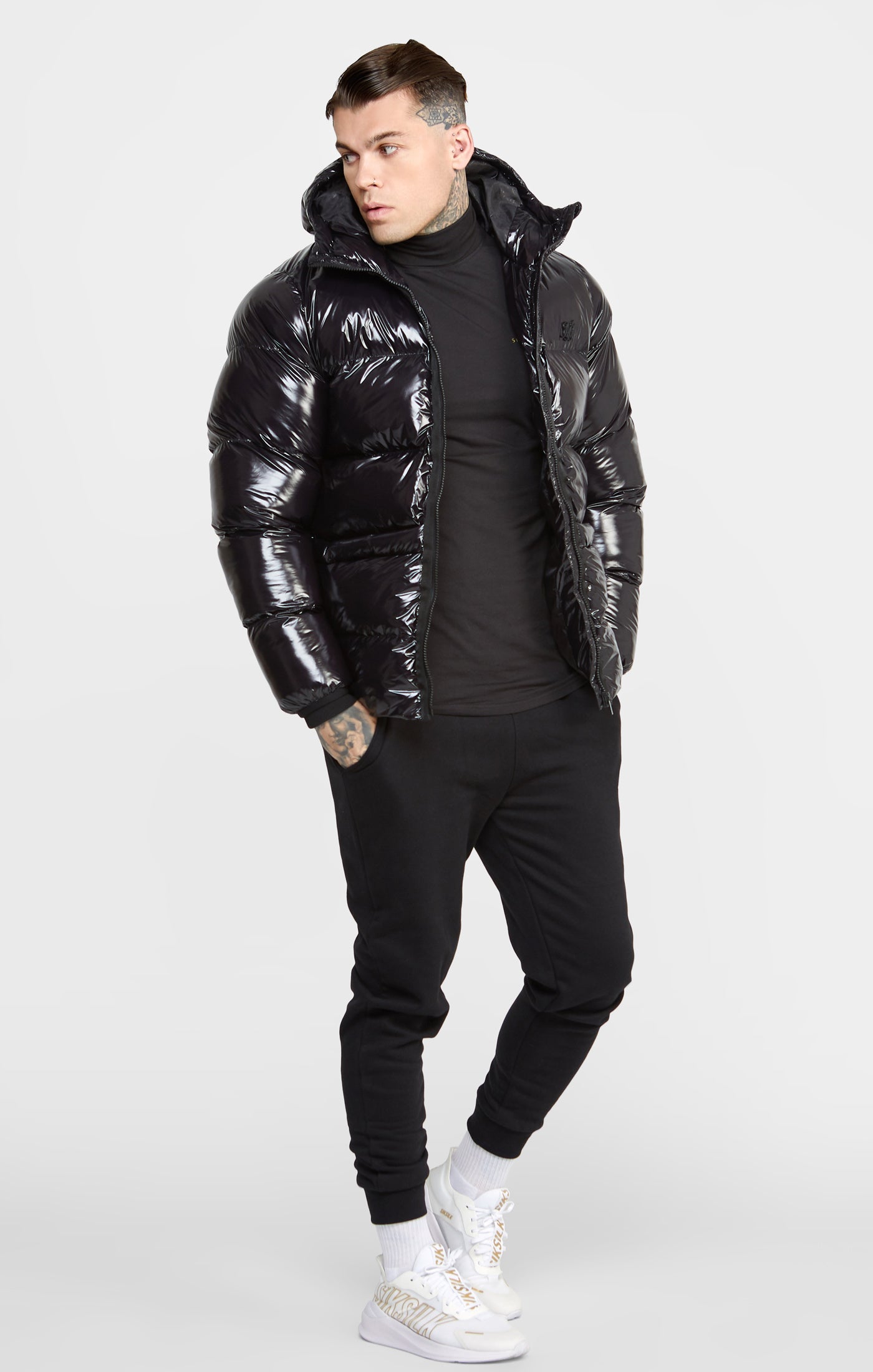 Load image into Gallery viewer, Black Gloss Puffer Jacket (3)