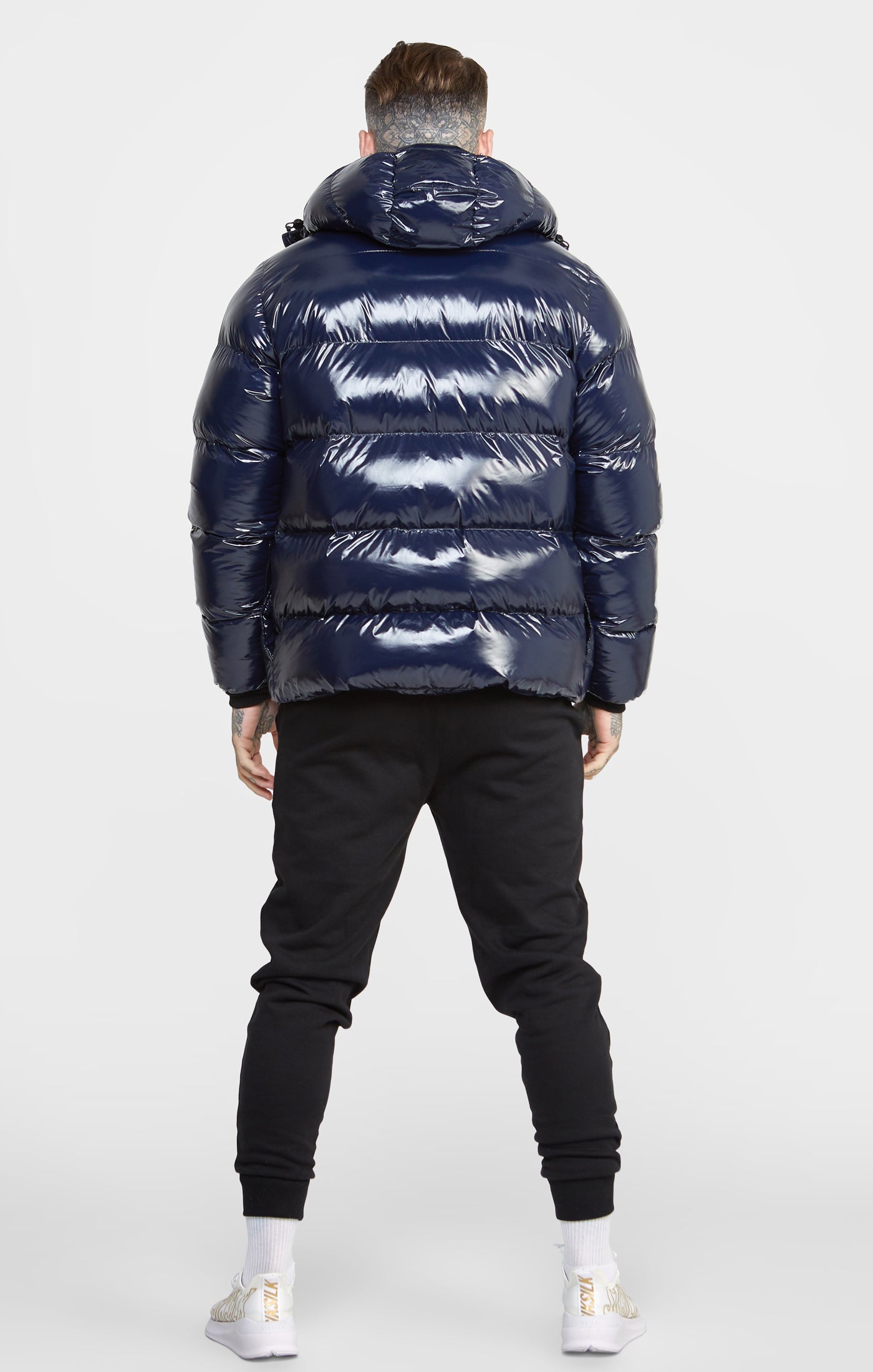 Load image into Gallery viewer, Navy Gloss Puffer Jacket (4)