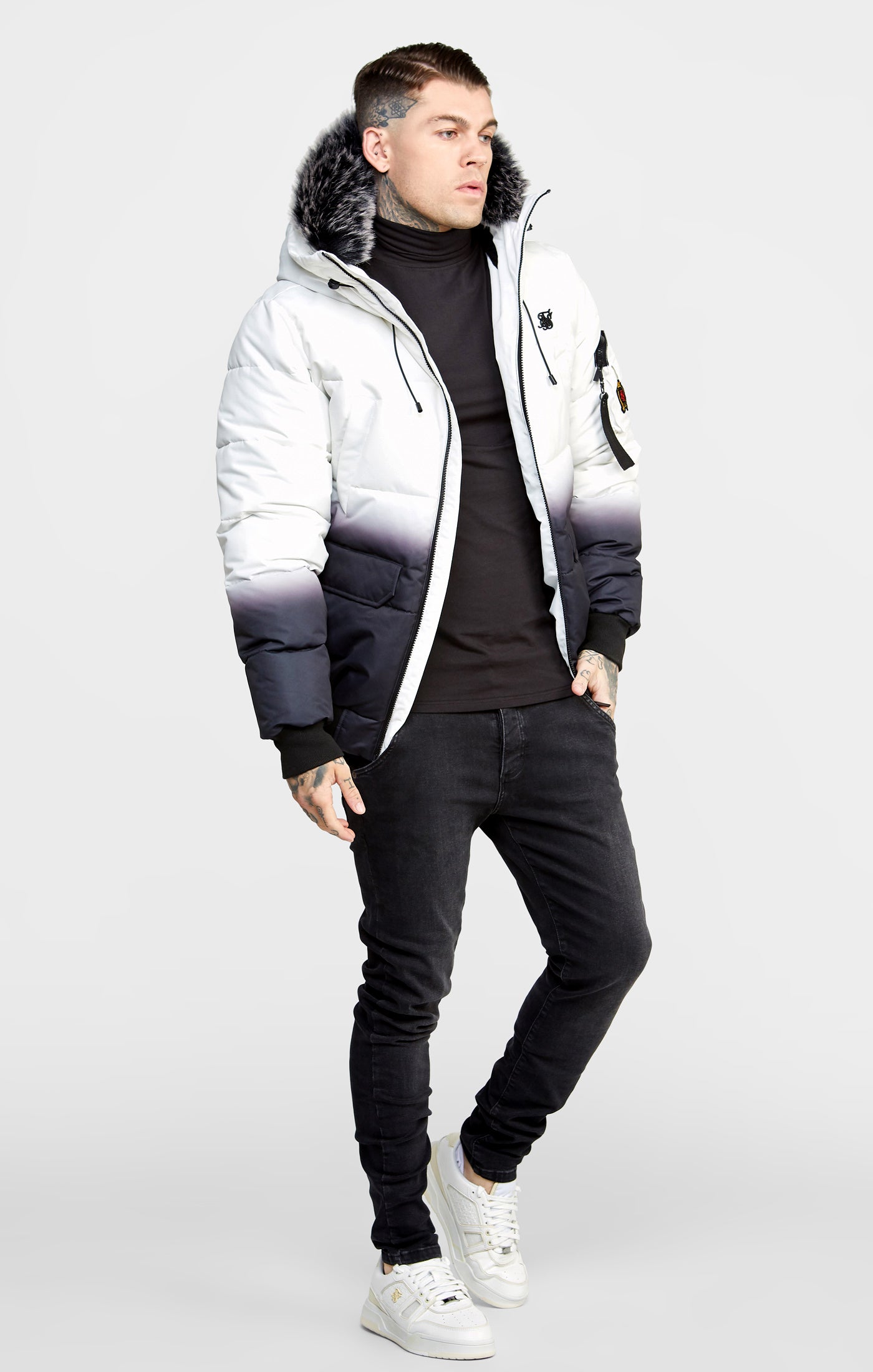 Load image into Gallery viewer, Black Fade Bomber Jacket (3)