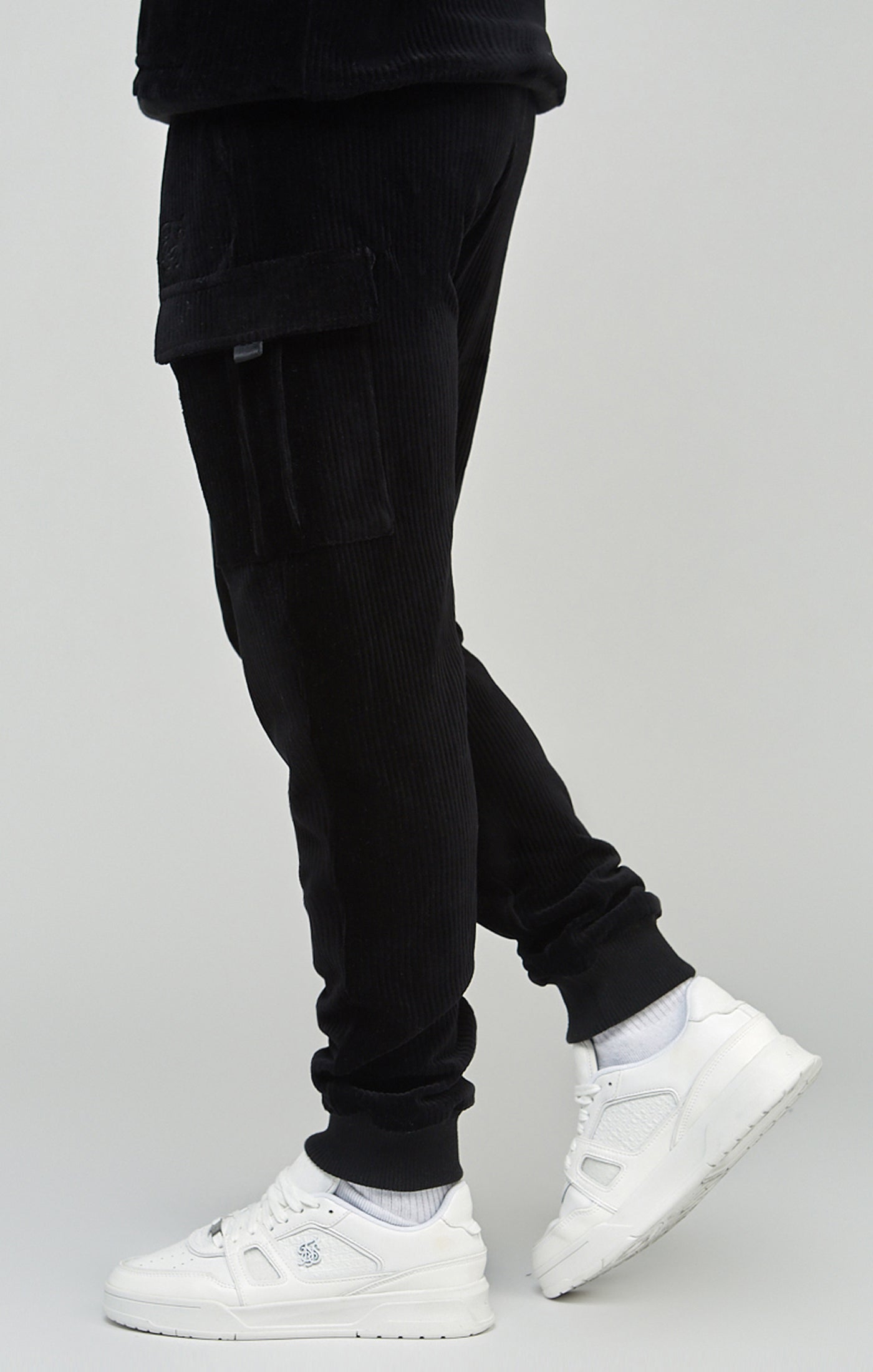 Load image into Gallery viewer, Black Corduroy Cargo Joggers (1)