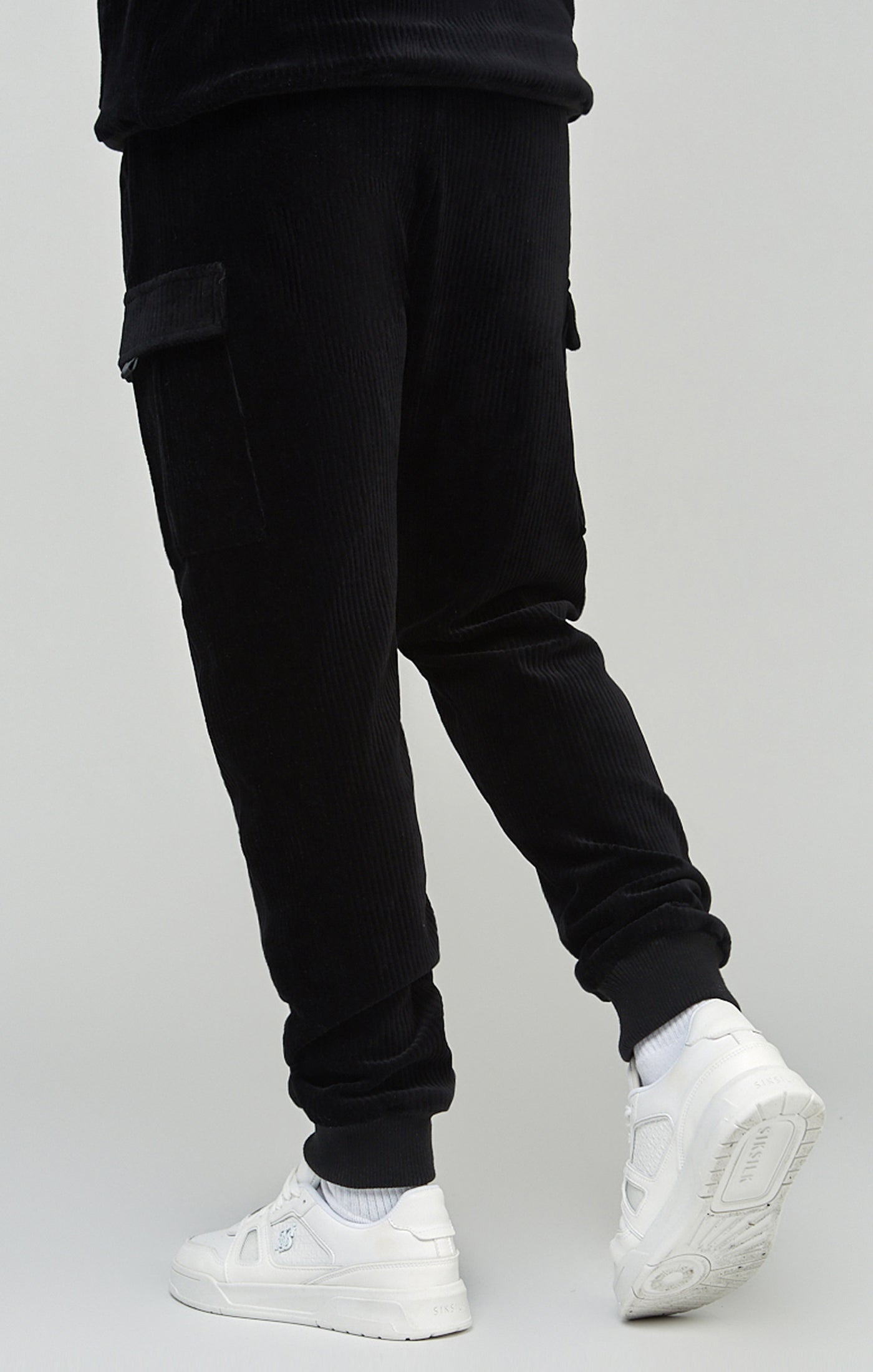 Load image into Gallery viewer, Black Corduroy Cargo Joggers (3)