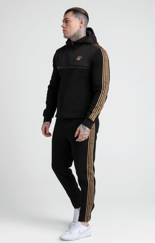 Black, Gold Knitted Tape Track Pant
